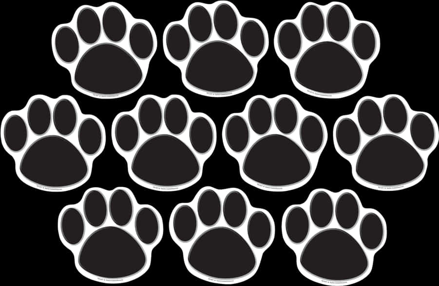 black paw prints pattern, black background, white outlines, SD Desktop Wallpaper