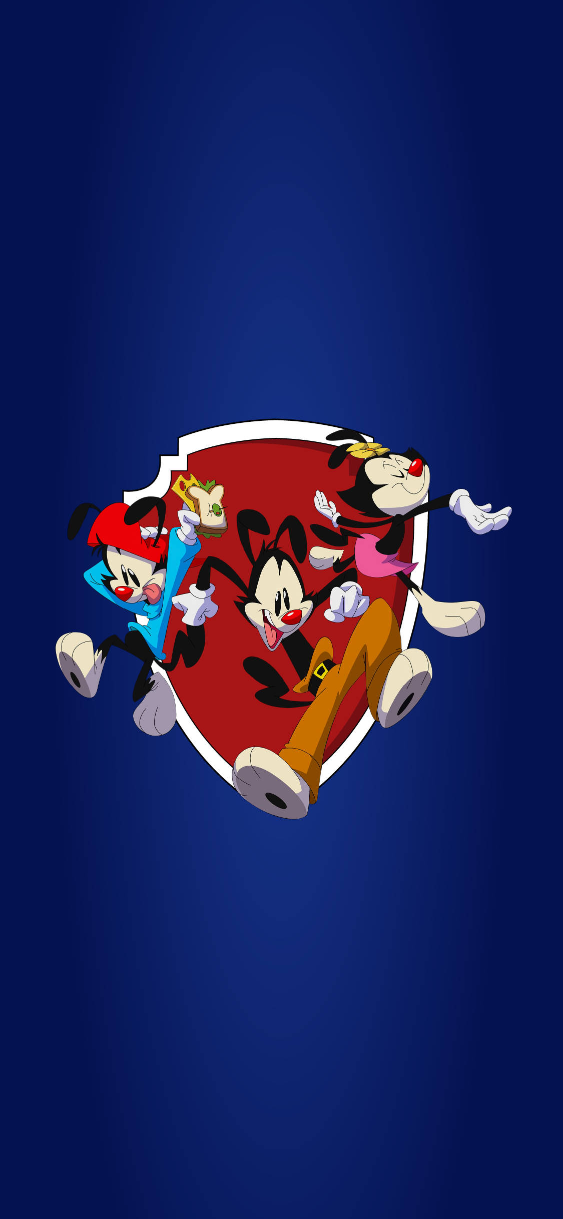 Animaniacs, red shield, deep blue gradient background, Full HD Phone Wallpaper