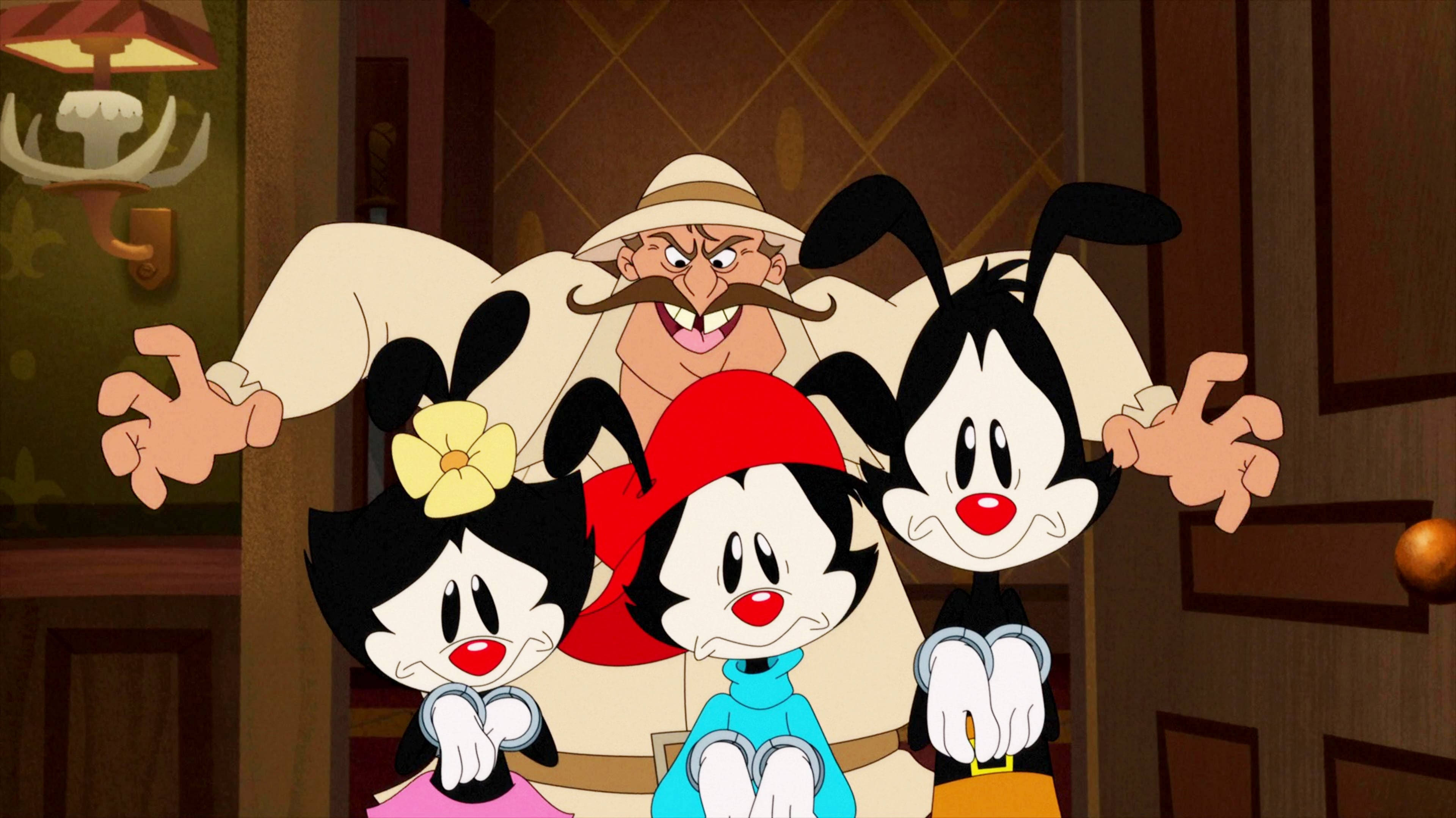 Animaniacs, Good Warner Hunting Scene, three cartoon characters, 4K Desktop Wallpaper