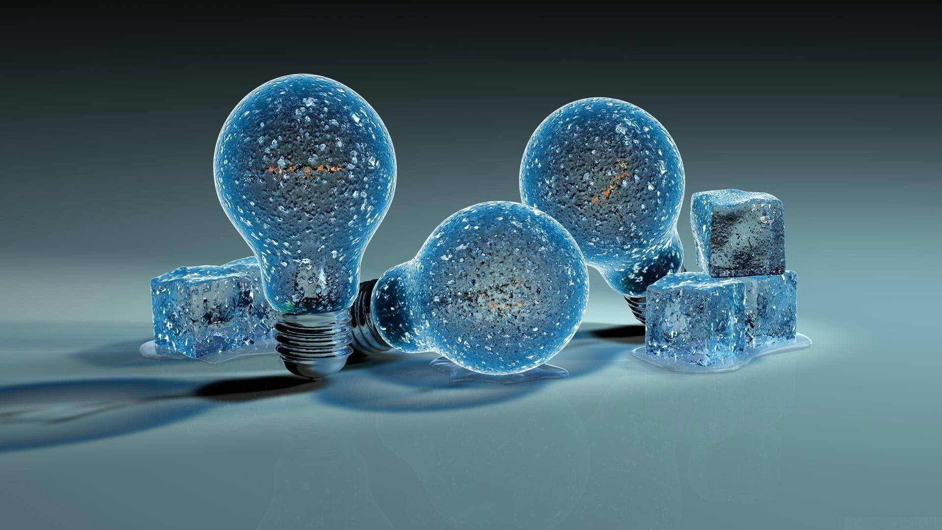 textured lightbulbs, reflective surface, cool blue lighting, Full HD Desktop Wallpaper