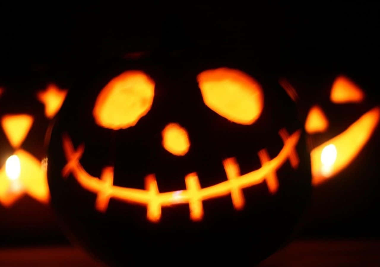 jack-o'-lantern, stitched grin, hollow eyes, HD Desktop Wallpaper