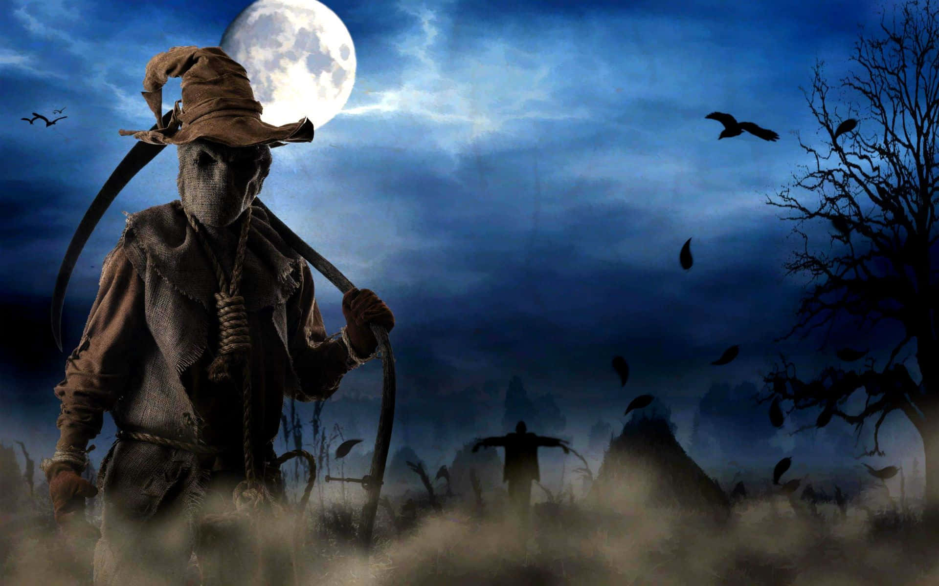 Animated Halloween, scarecrow, rope noose, Full HD Desktop Wallpaper