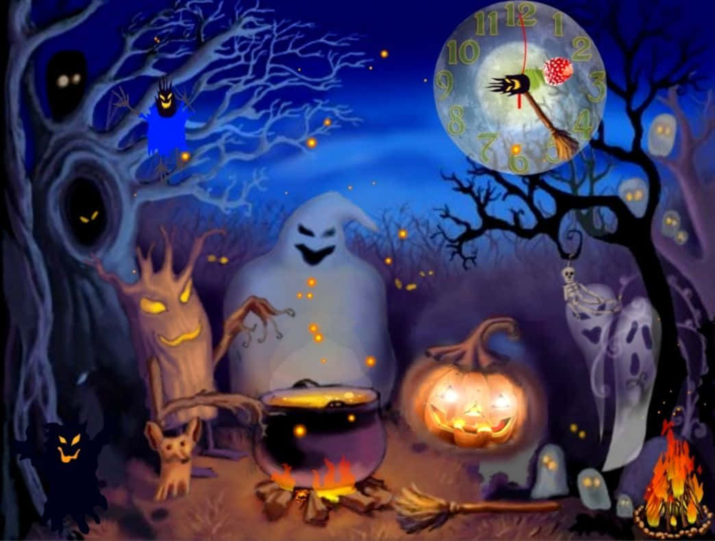 Animated Halloween, Halloween night, ghosts, SD Desktop Wallpaper
