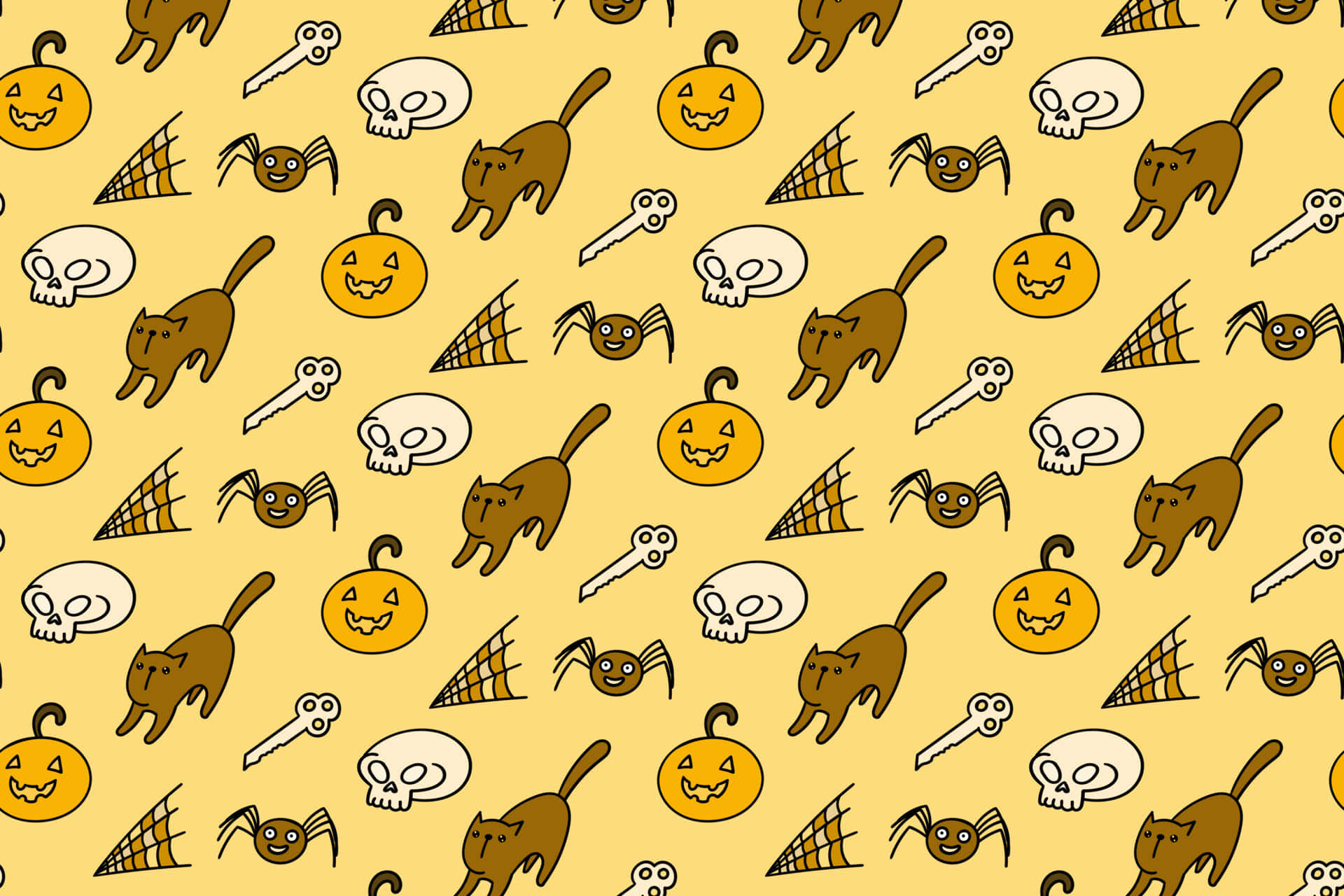 Halloween, pumpkins, cats, Full HD Desktop Wallpaper