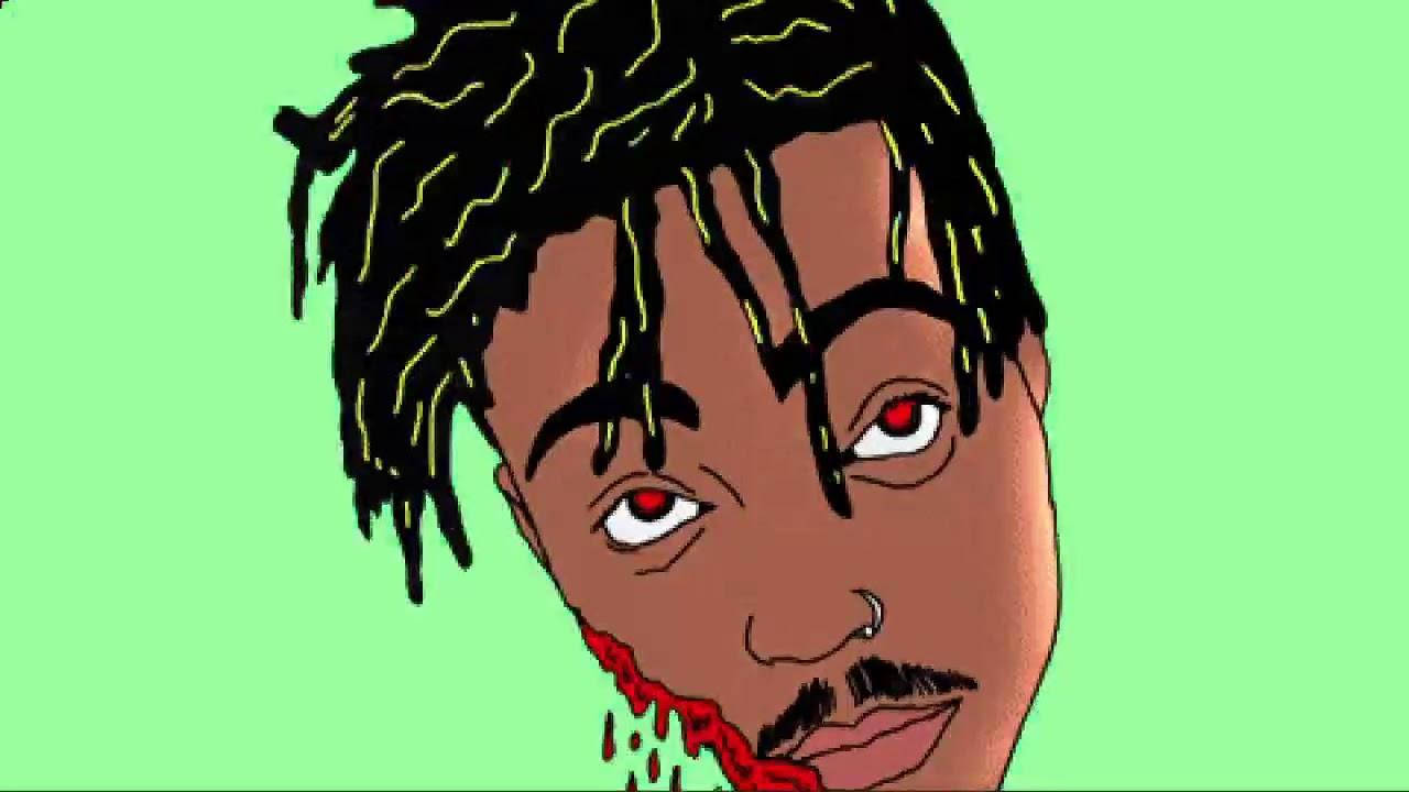 Animated Juice Wrld, dreadlocks, red eyes, HD Desktop Wallpaper