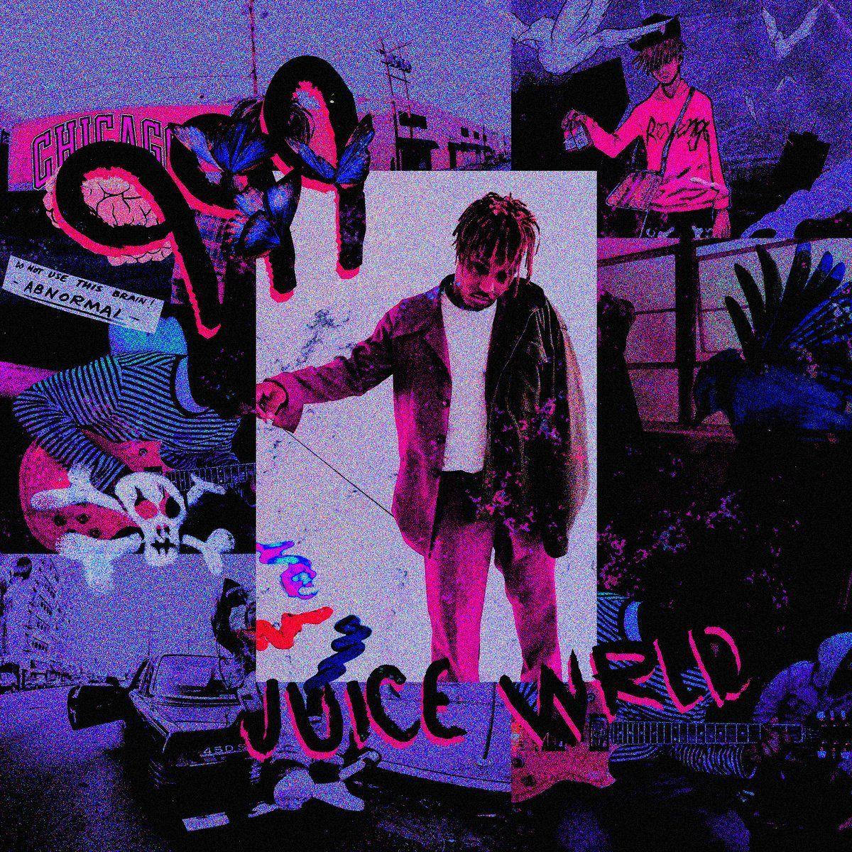 Juice WRLD, neon pink, purple hues, SD Desktop Wallpaper