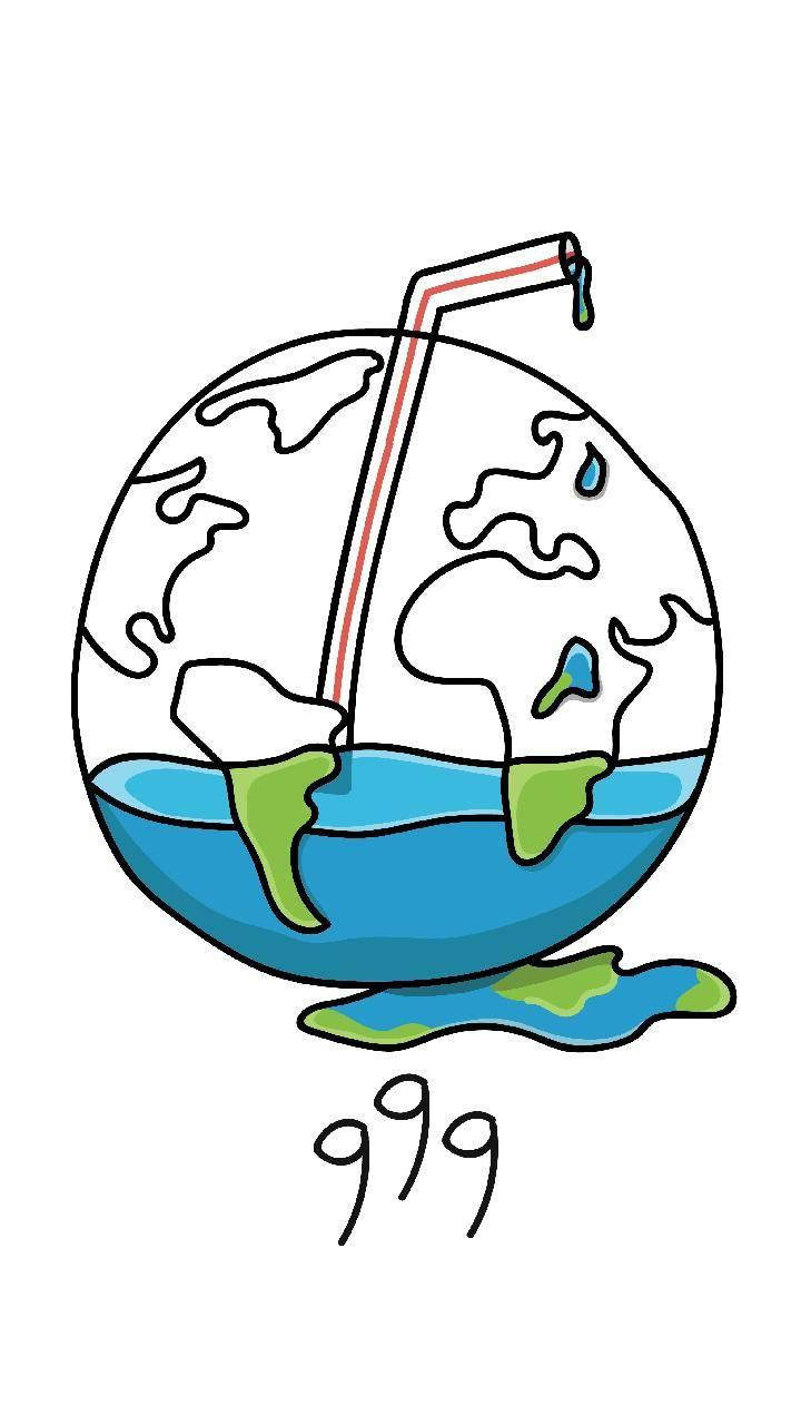 Juice Wrld, cartoon Earth, drink with a straw, HD Phone Wallpaper