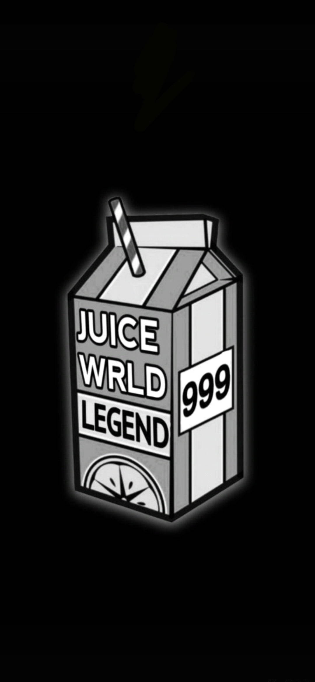 Juice Wrld, cartoon juice box, glowing black and white, Full HD Phone Wallpaper