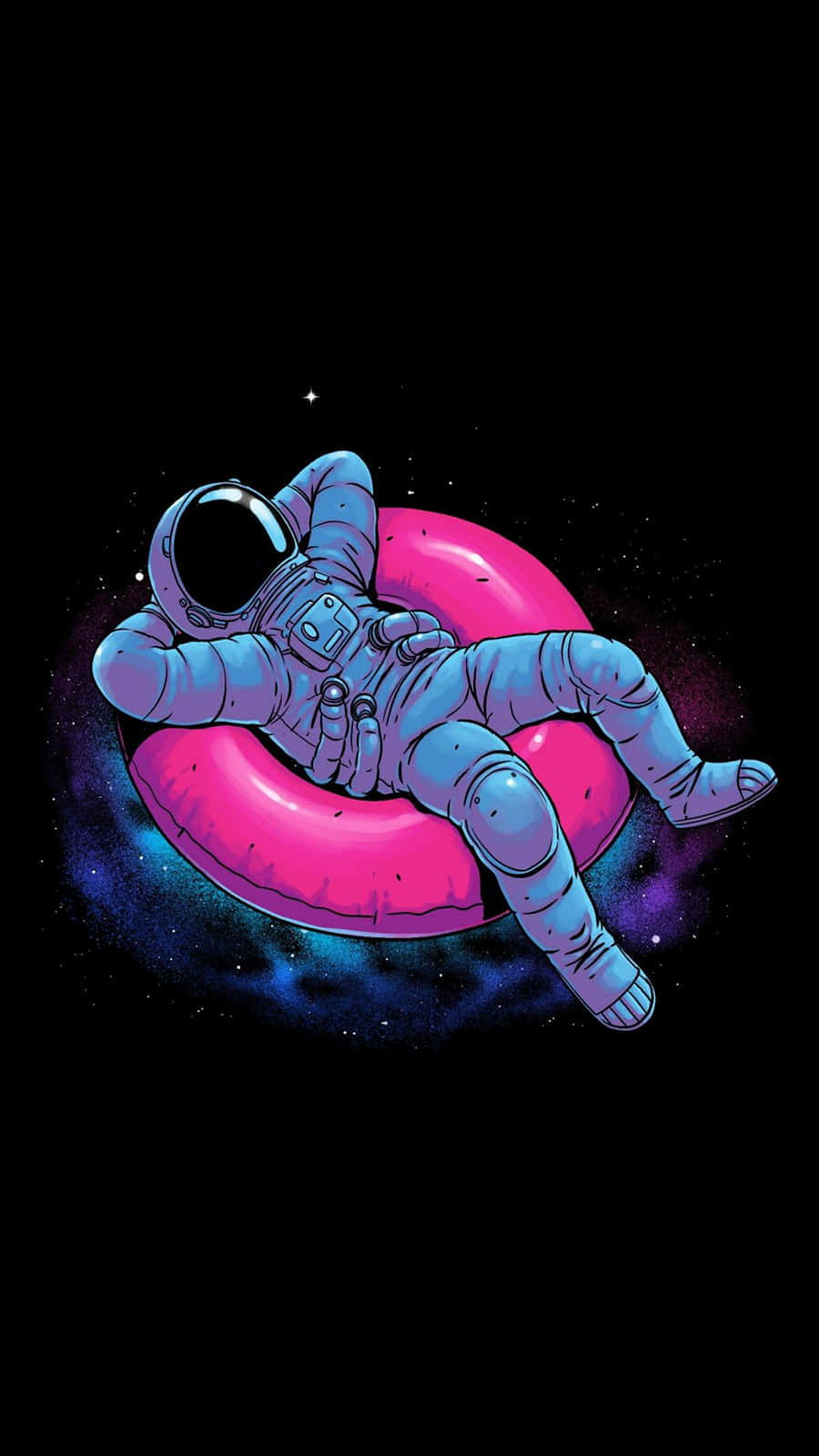 astronaut, bright pink inflatable ring, starry cosmic void, HD Phone Wallpaper