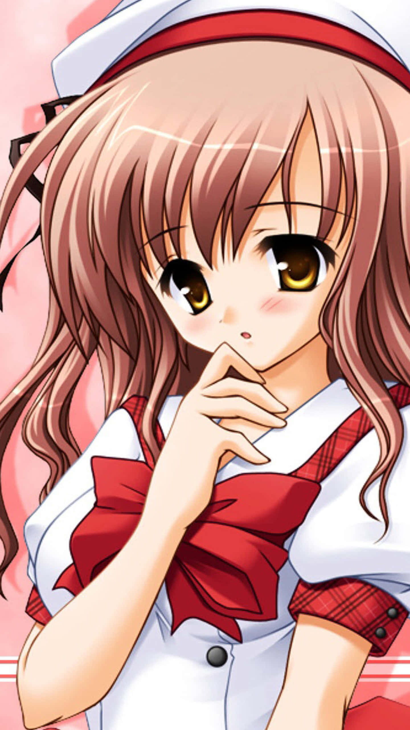 anime girl, brown hair, golden eyes, 2K Phone Wallpaper