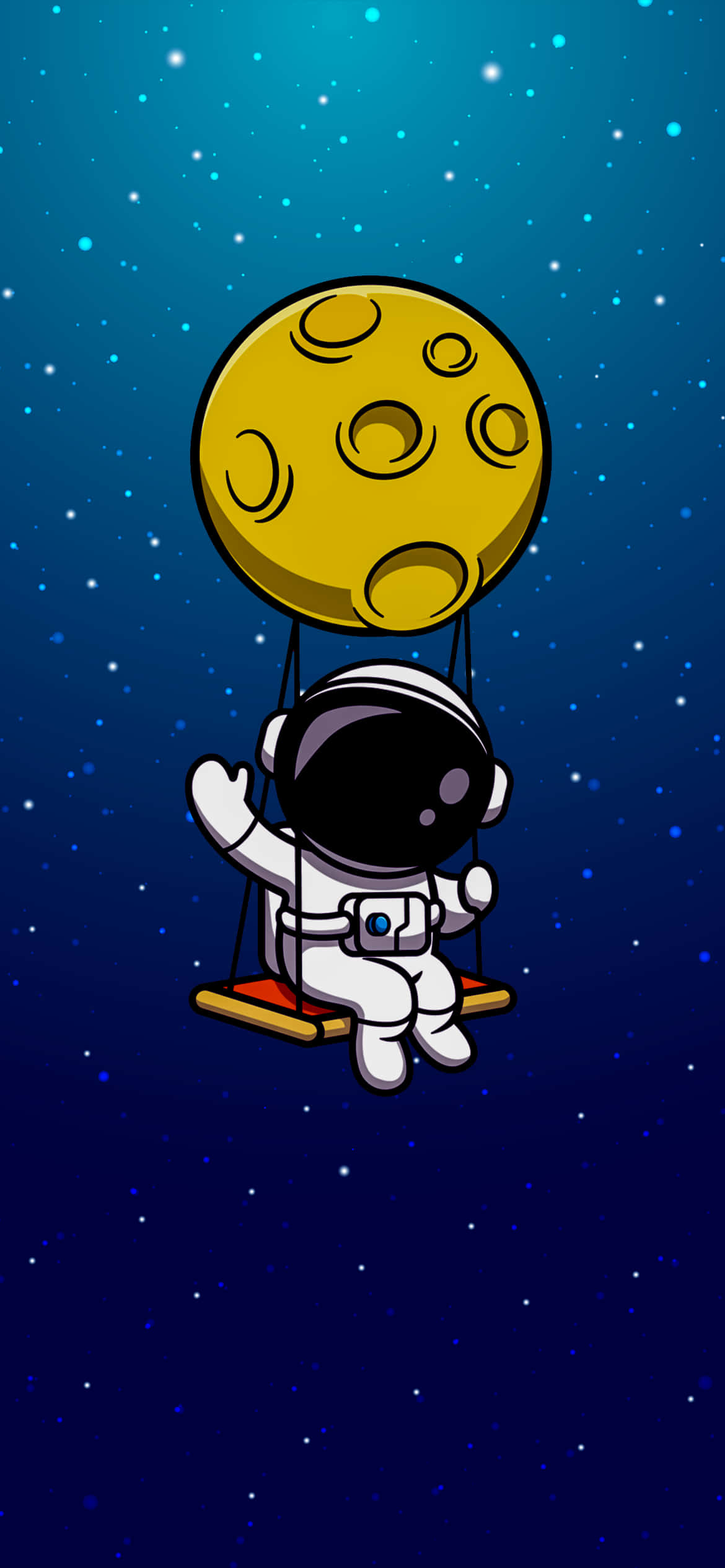 cartoon astronaut, swing, ropes, Full HD Phone Wallpaper
