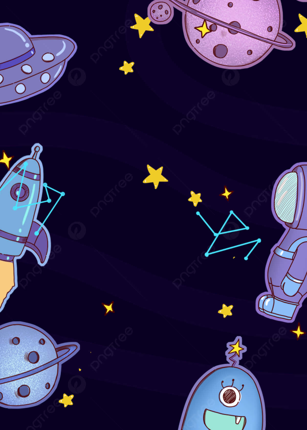 Animated Space, purple aliens, rockets, HD Phone Wallpaper