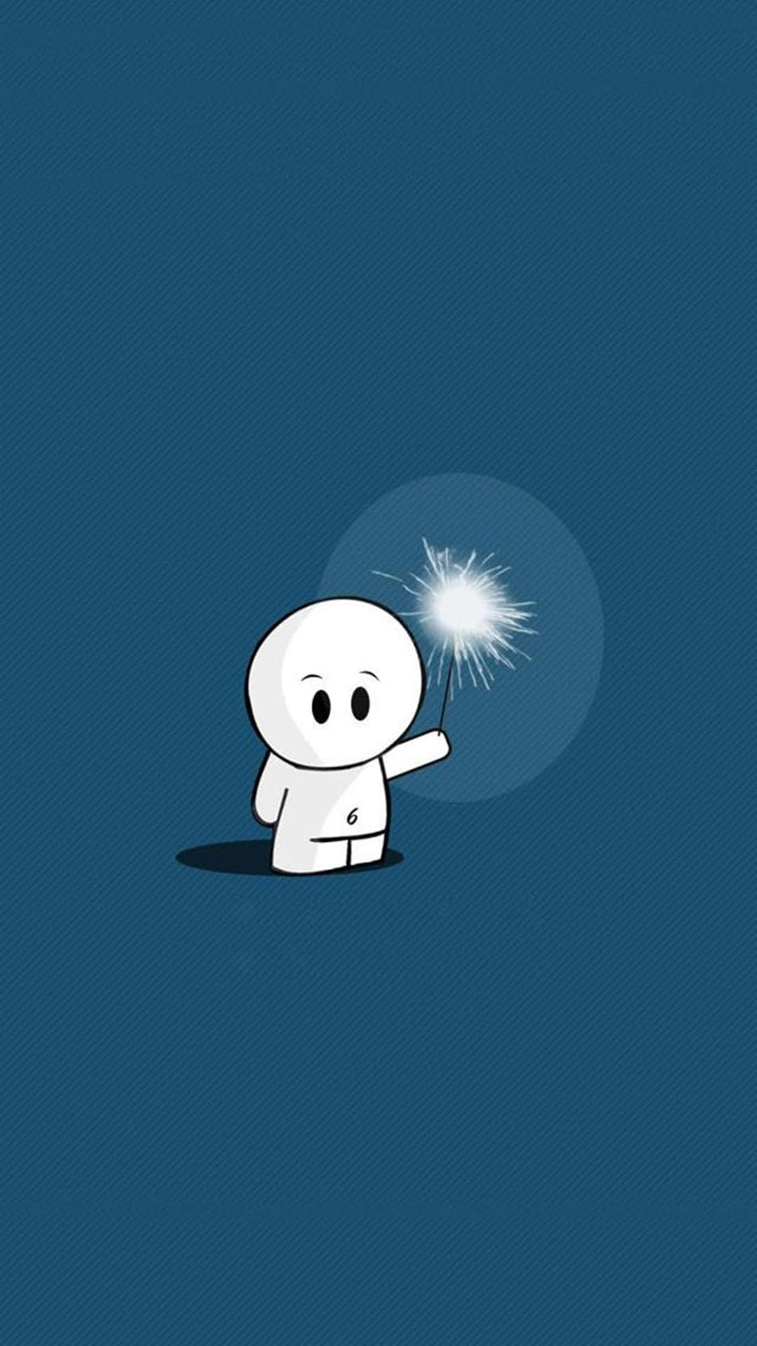Animated Space, minimalist white cartoon figure, glowing sparkler, Full HD Phone Wallpaper