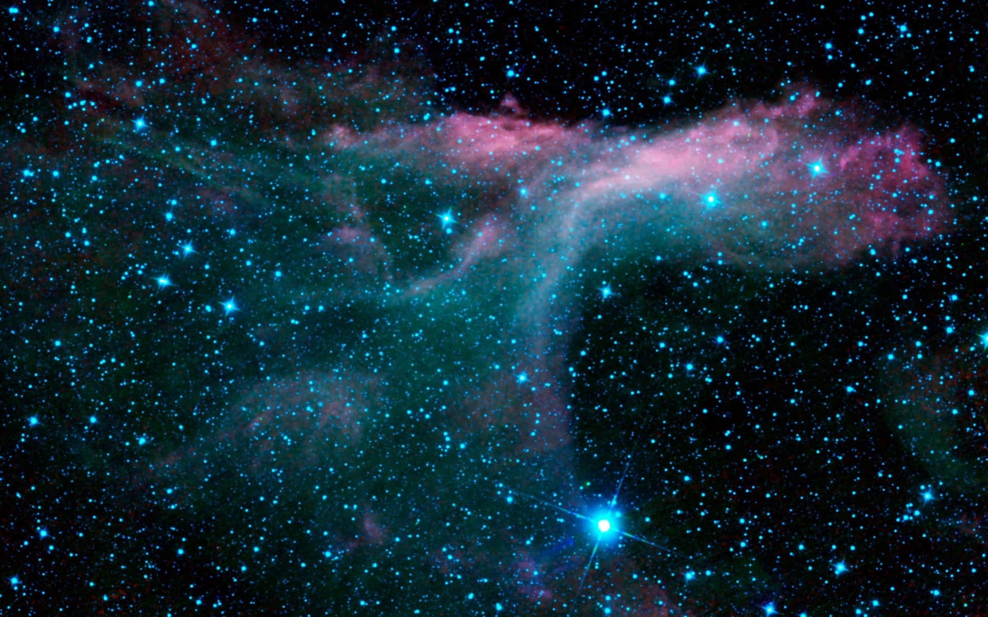 cosmic nebula, vibrant teal, pink, Full HD Desktop Wallpaper