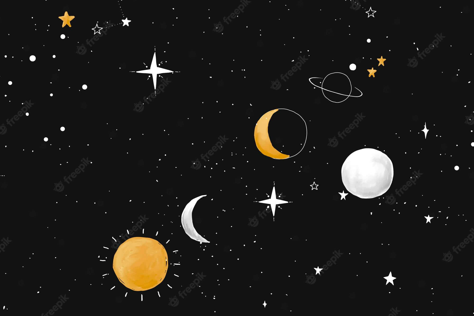 animated space, watercolor-style, night sky, Full HD Desktop Wallpaper