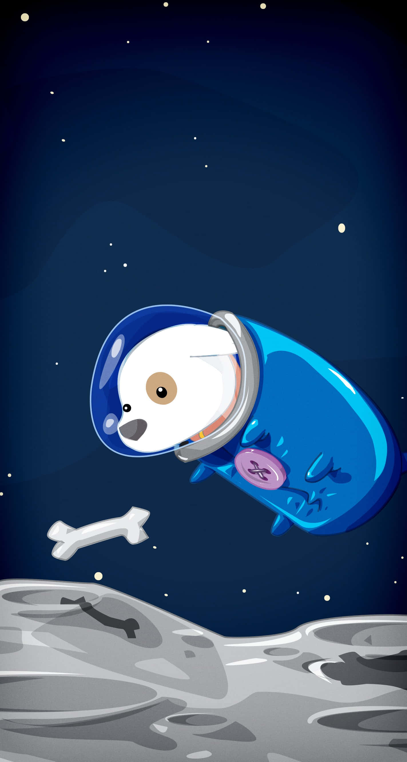 animated space, cartoon dog, blue astronaut suit, 2K Phone Wallpaper