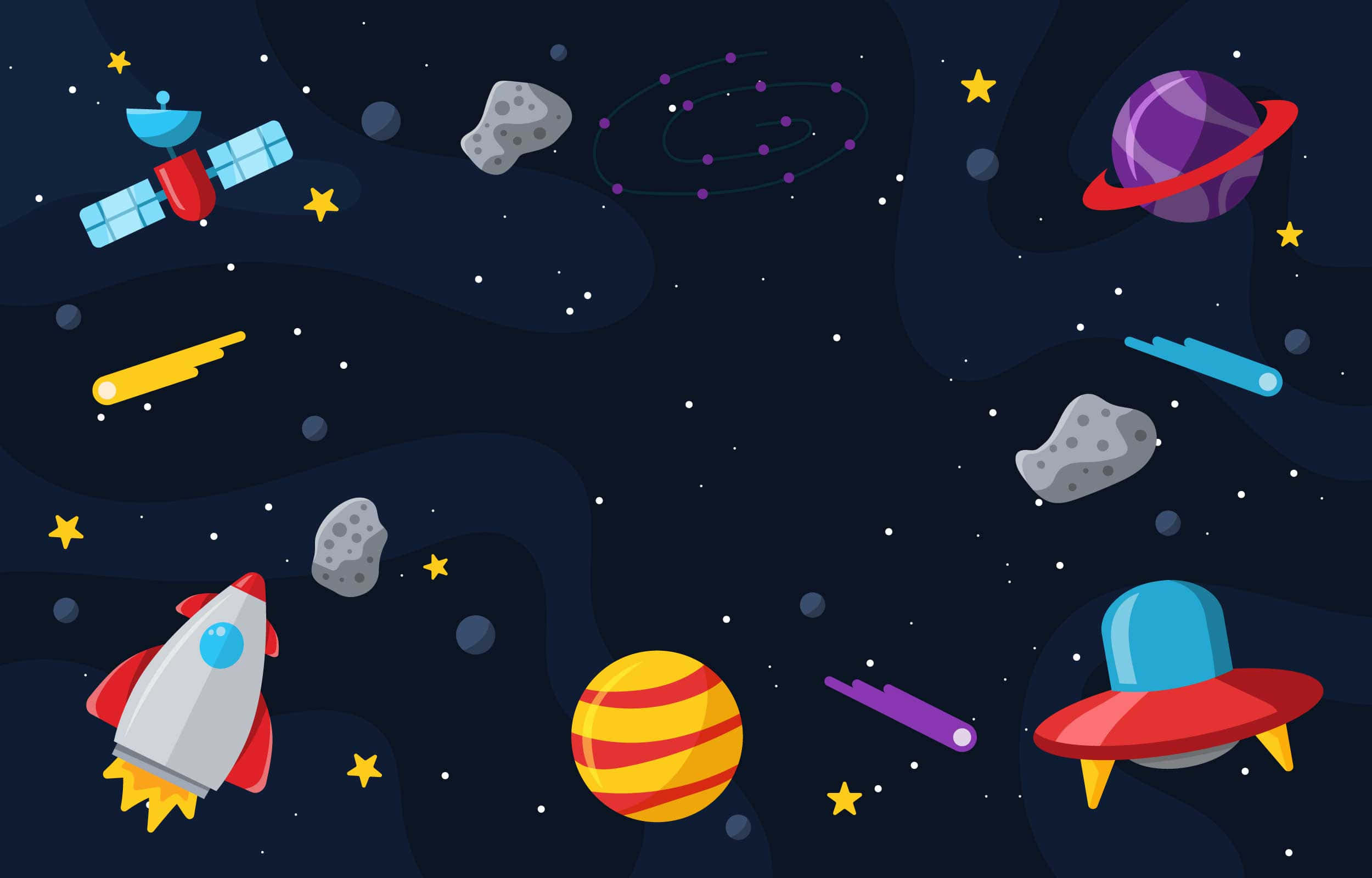 Animated Space, rocket, alien, Full HD Desktop Wallpaper
