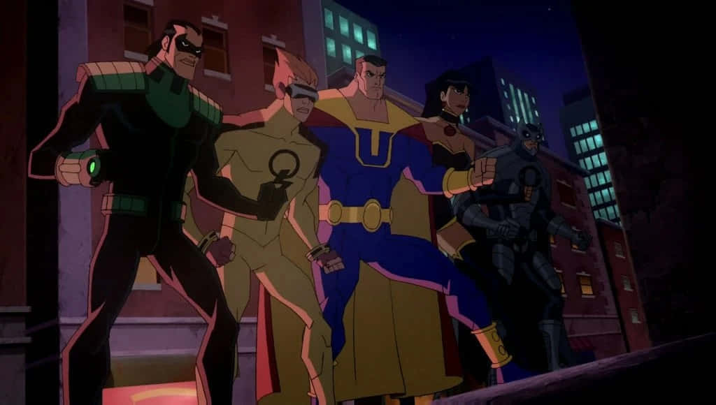 animated superhero movies, rooftop, night, SD Desktop Wallpaper