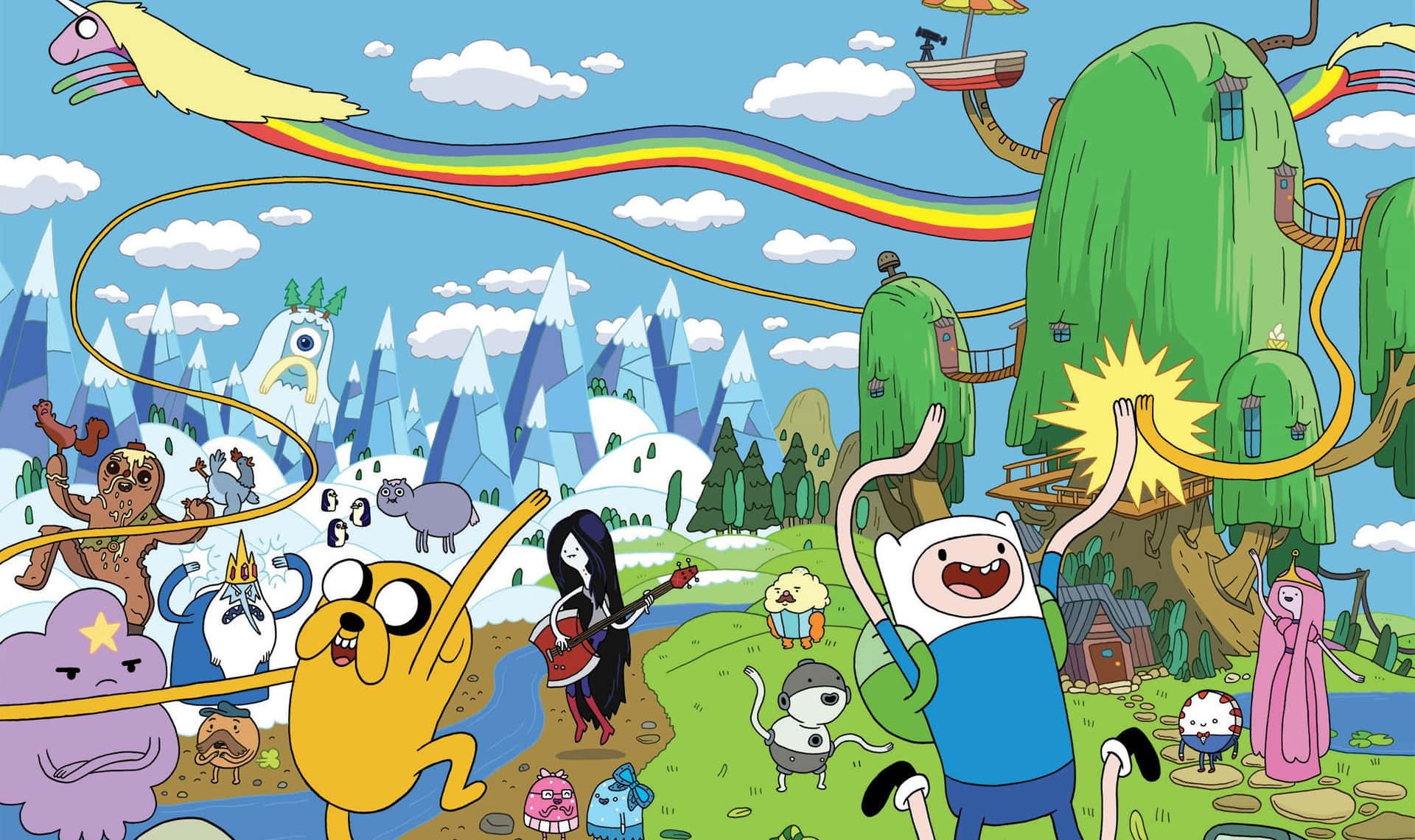 Animated Tv Series, rainbow dragon, treehouse, Full HD Desktop Wallpaper