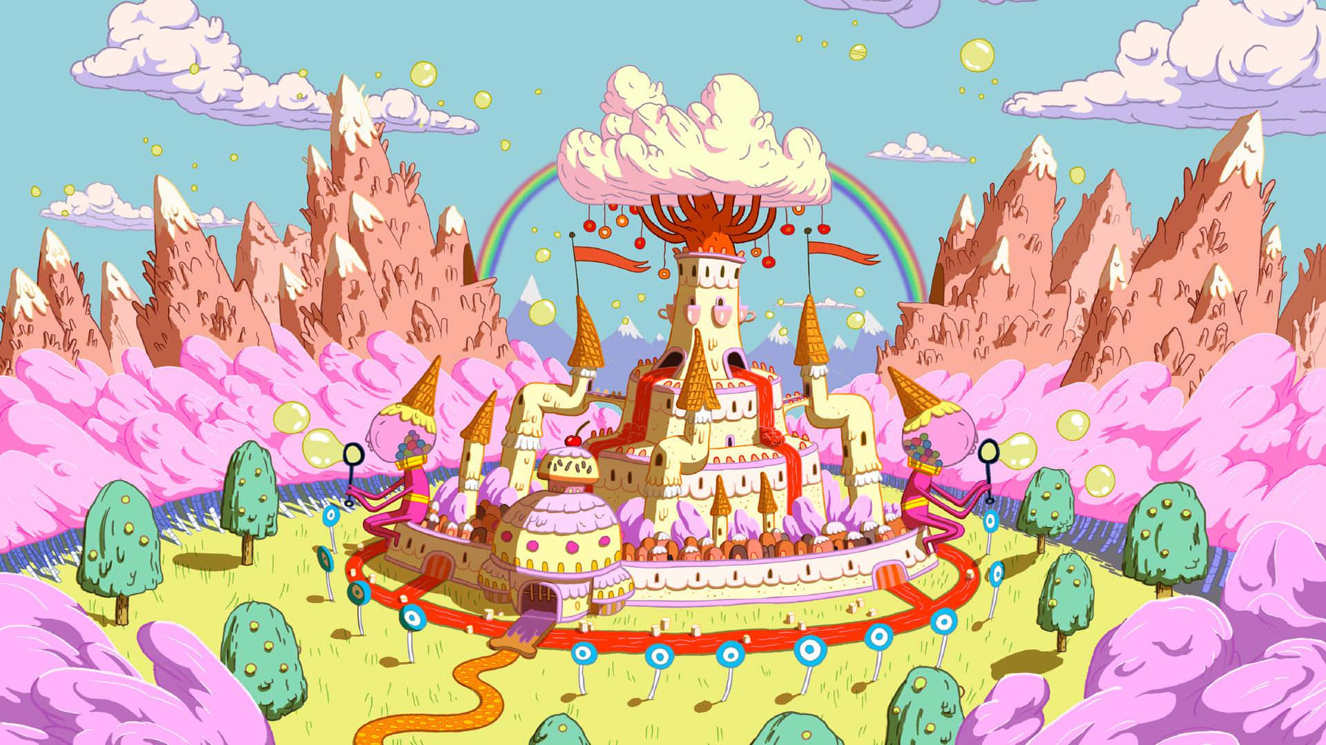 Animated TV Series, candy-like towers, rainbow arches, Full HD Desktop Wallpaper