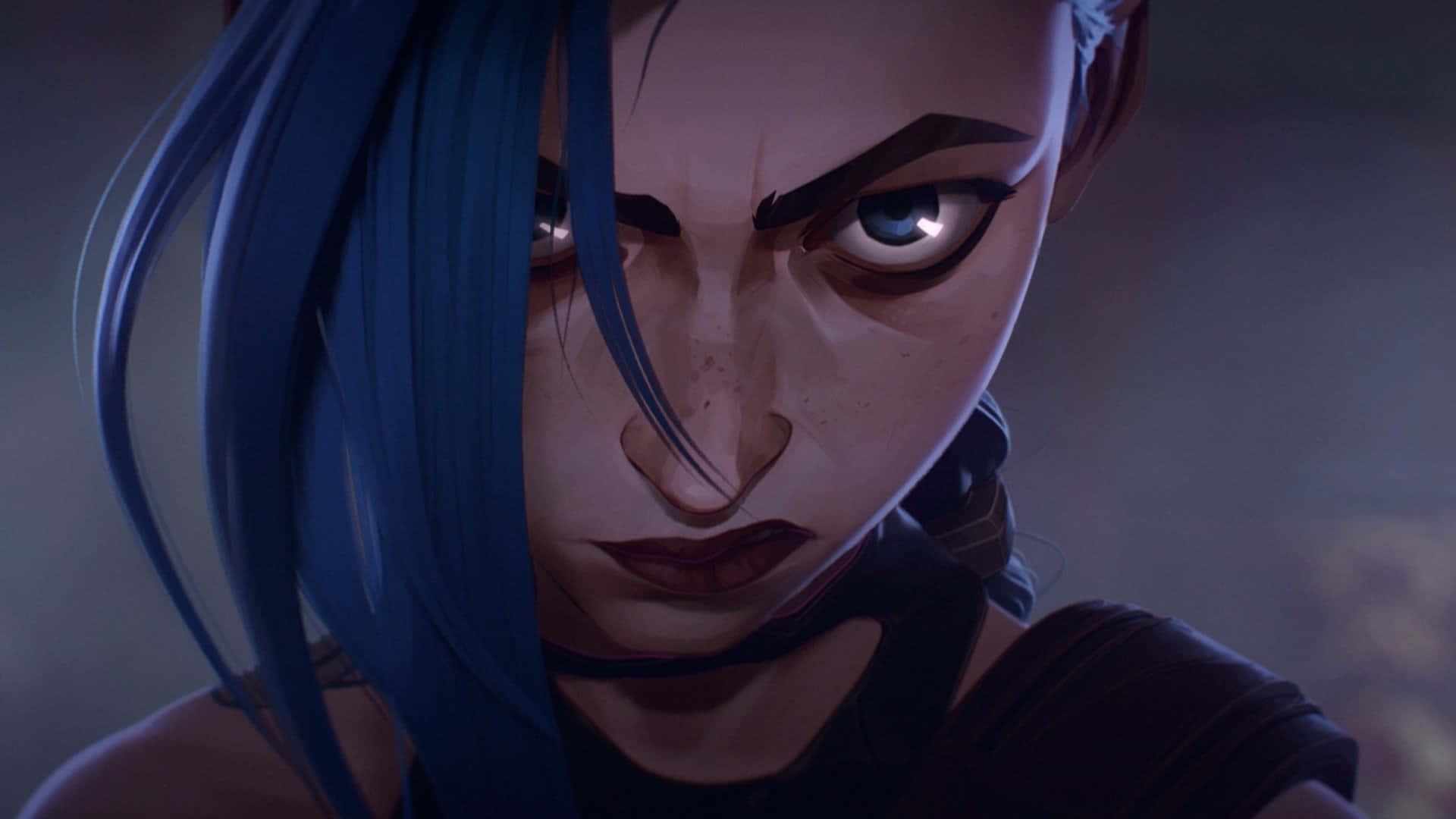 anime girl, blue hair, glowing eyes, Full HD Desktop Wallpaper