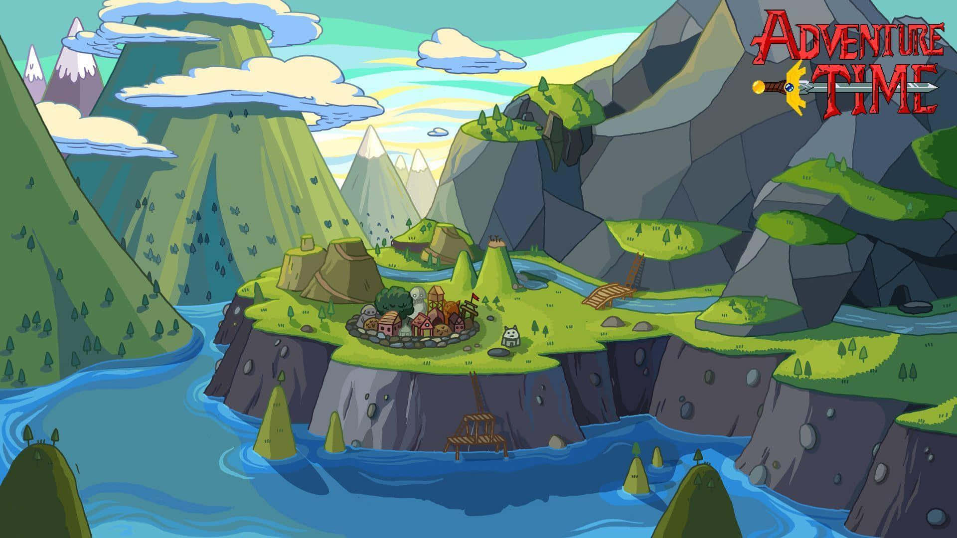 animated tv series, vibrant cartoon village, cliffside island, Full HD Desktop Wallpaper