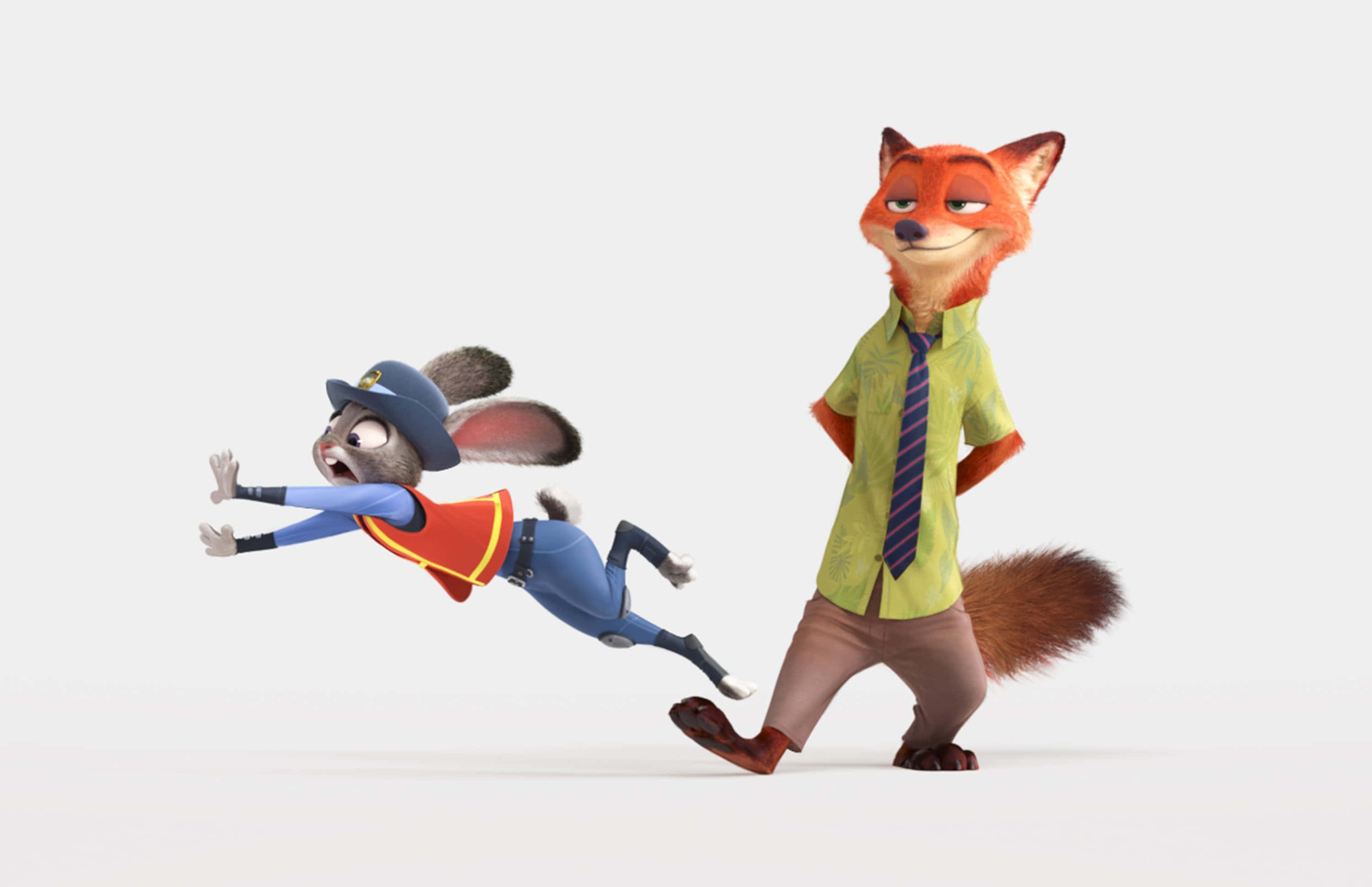 fox, green shirt, rabbit, 2K Desktop Wallpaper
