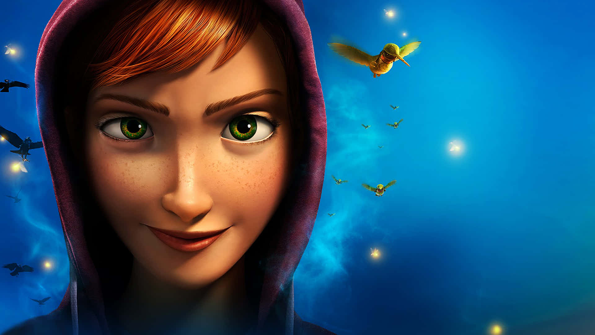Animation Movies, purple hooded cloak, glowing blue sky, Full HD Desktop Wallpaper