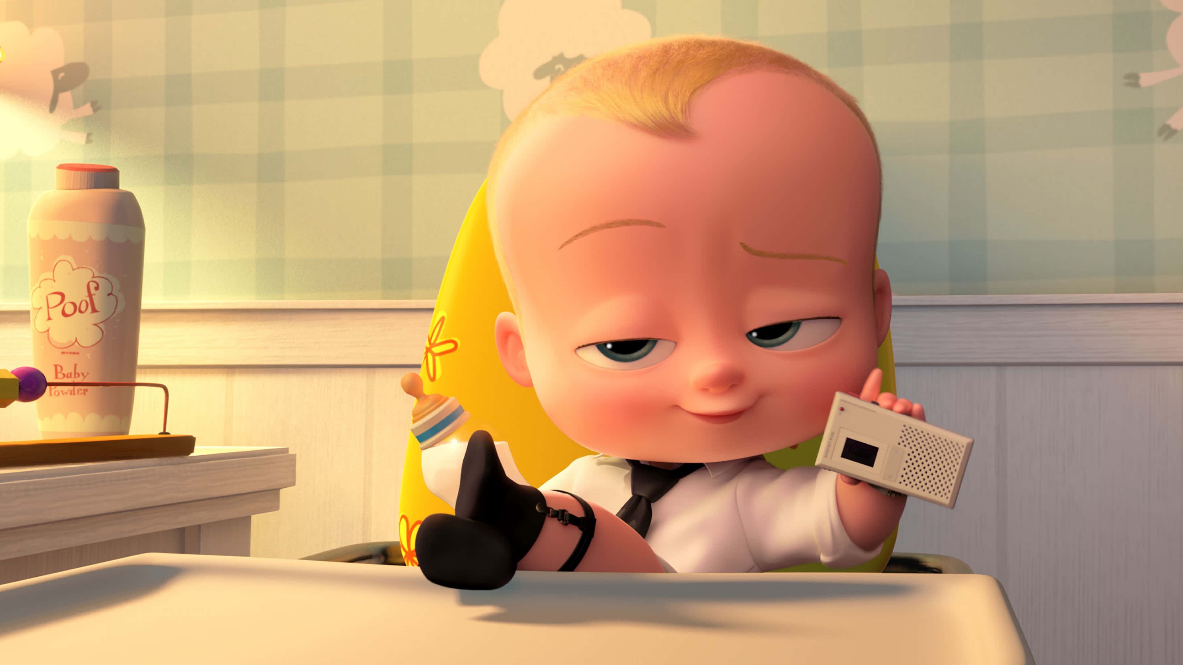 cartoon baby boss, suit, desk, 4K Desktop Wallpaper