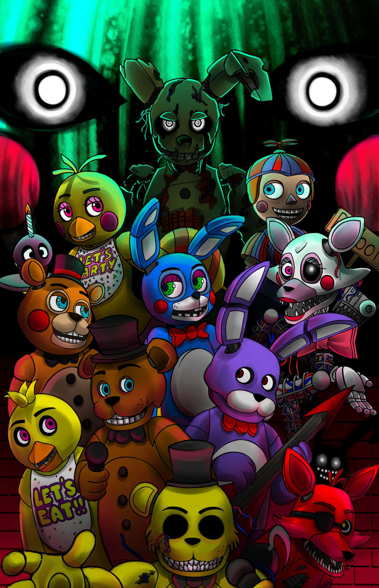 Animatronics, glowing eyes, sharp teeth, Full HD Phone Wallpaper