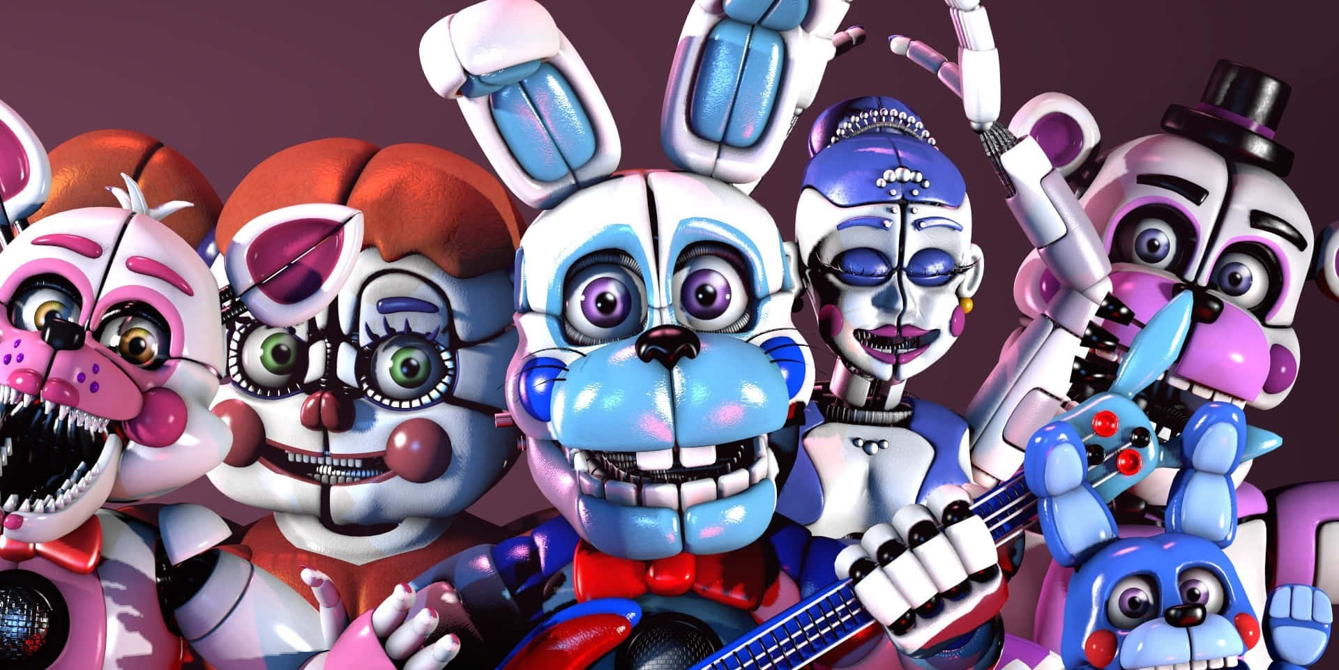 Animatronics, colorful animatronic characters, exaggerated expressions, Full HD Desktop Wallpaper