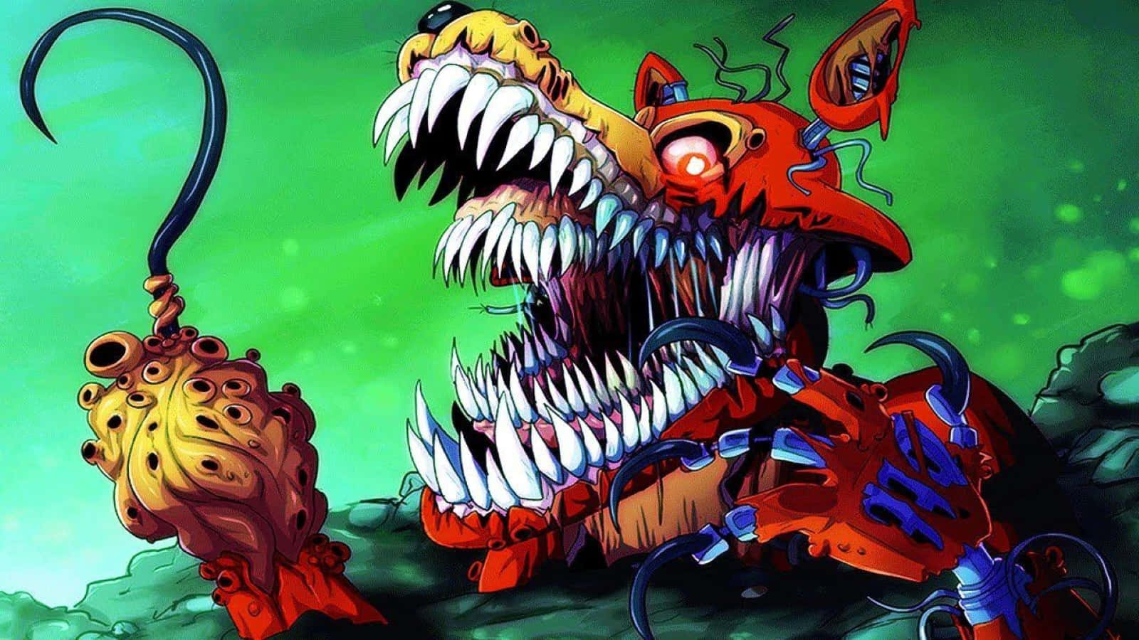 Animatronics, red monster, glowing eye, HD Desktop Wallpaper