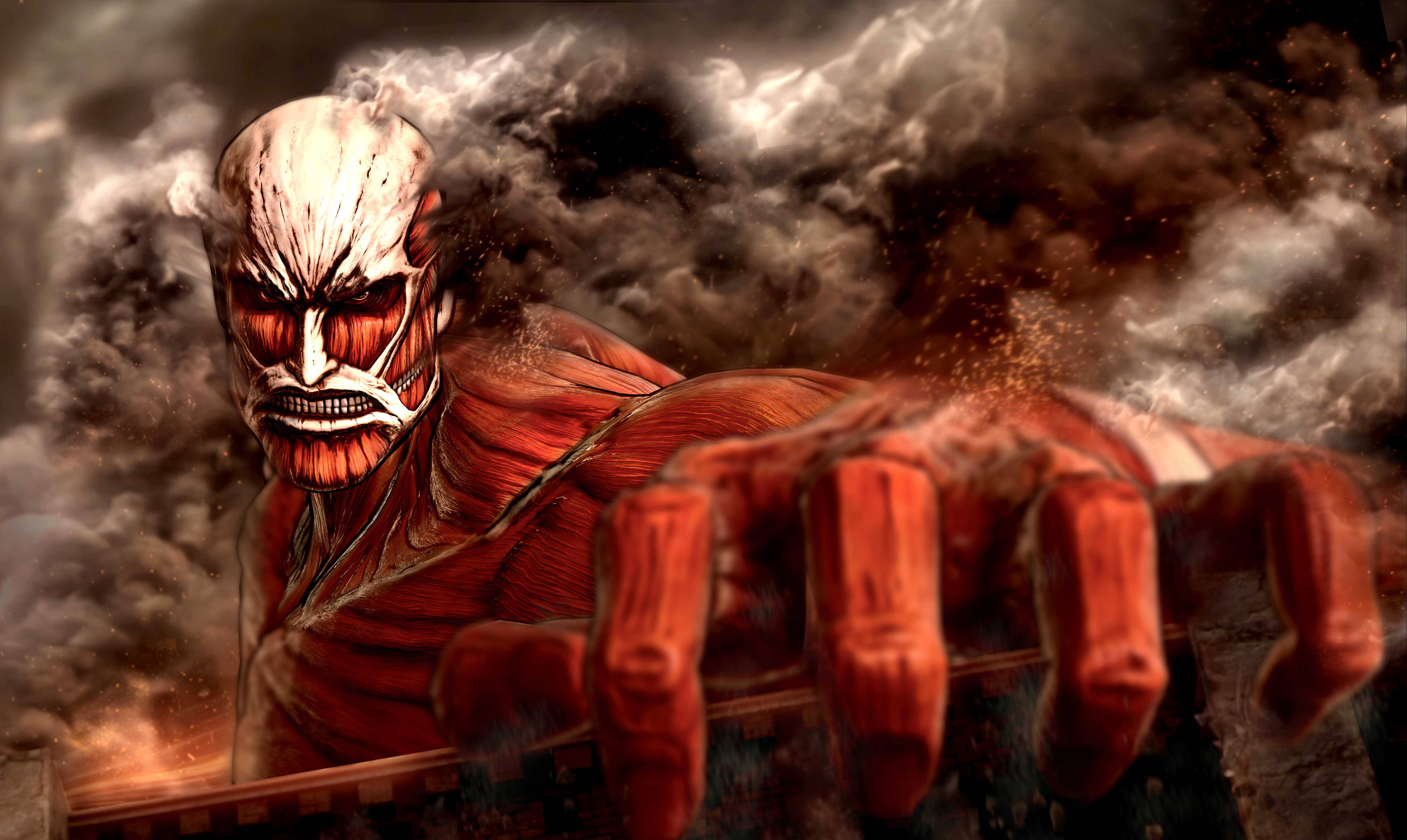 Anime 4K, colossal titan, red-skinned, 5K Desktop Wallpaper