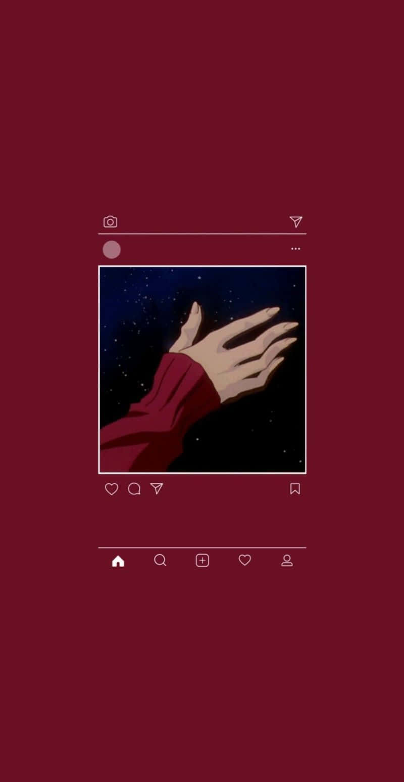 red anime aesthetic, starry night sky, social media post interface, HD Phone Wallpaper