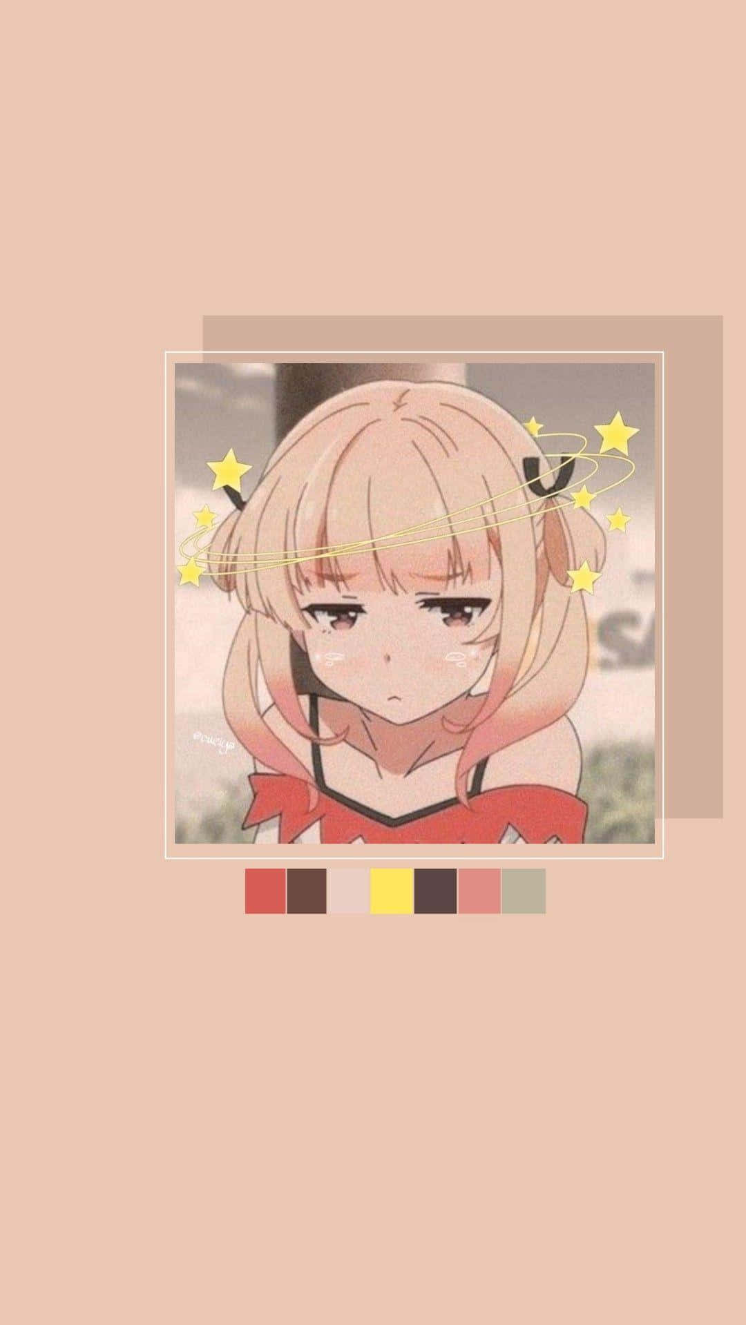 anime girl, blonde hair, yellow stars, HD Phone Wallpaper
