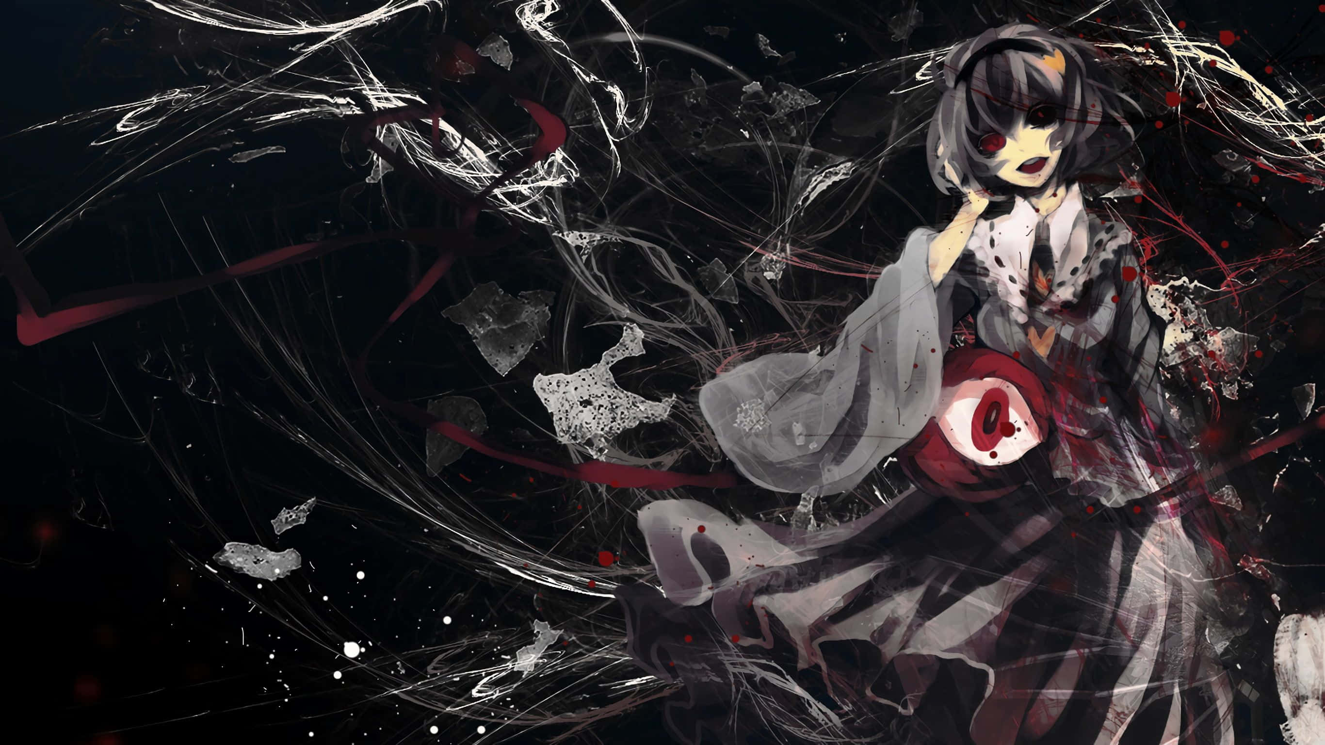 anime girl, sword, red dress, 2K Desktop Wallpaper