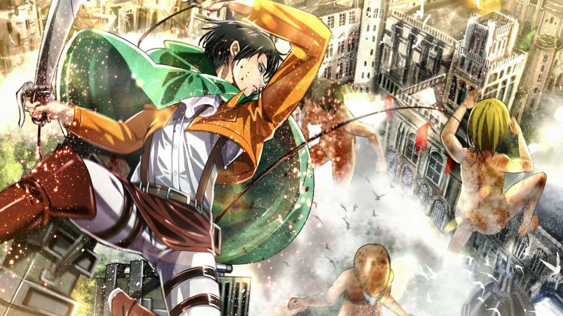 Anime, city, flying, Full HD Desktop Wallpaper