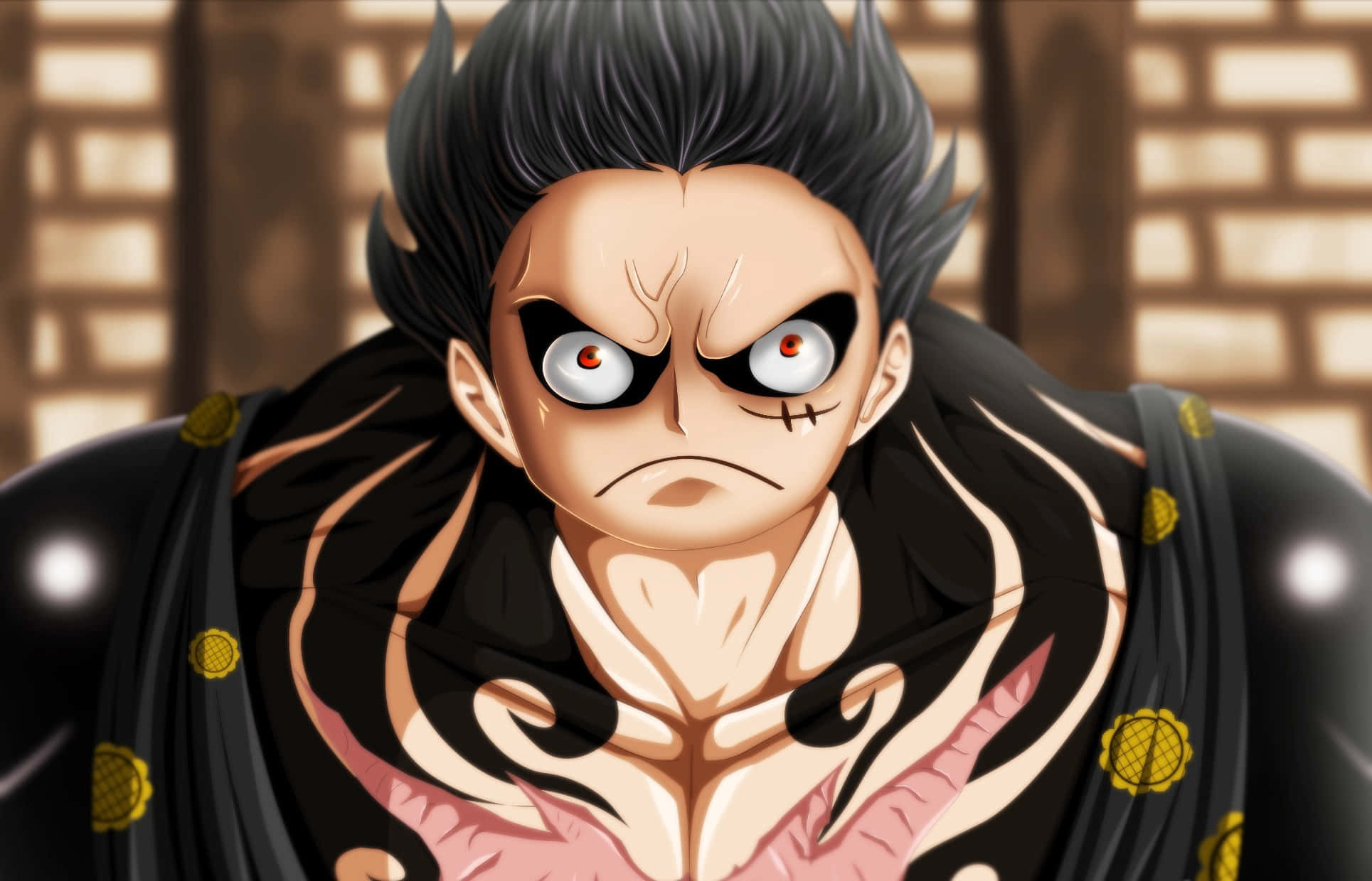 anime all characters hd, spiky black hair, intense red eyes, Full HD Desktop Wallpaper