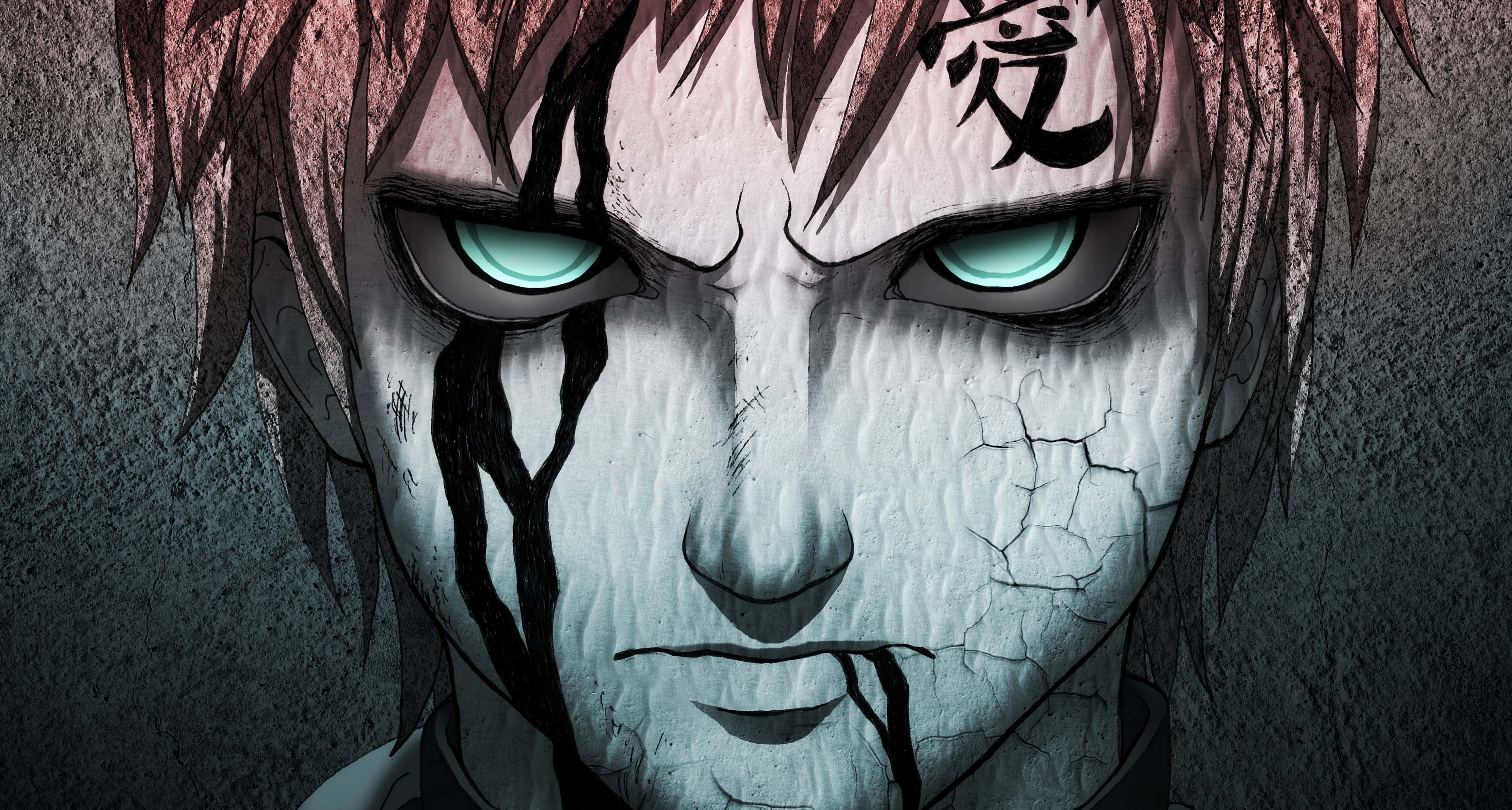 Anime All Characters HD, cracked pale skin, glowing teal eyes, 4K Desktop Wallpaper