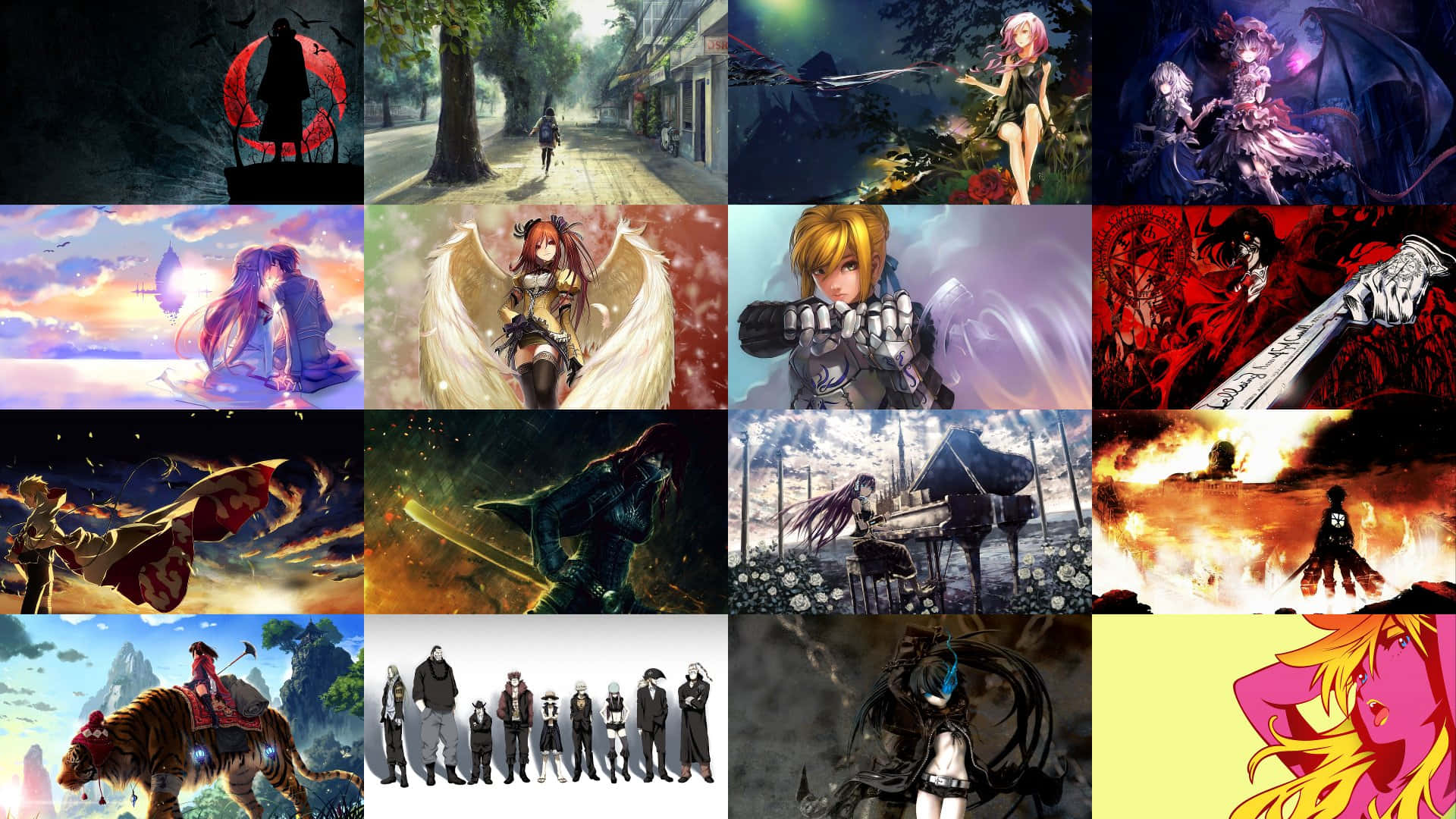 Anime All Characters HD, anime-style illustrations, diverse characters, Full HD Desktop Wallpaper
