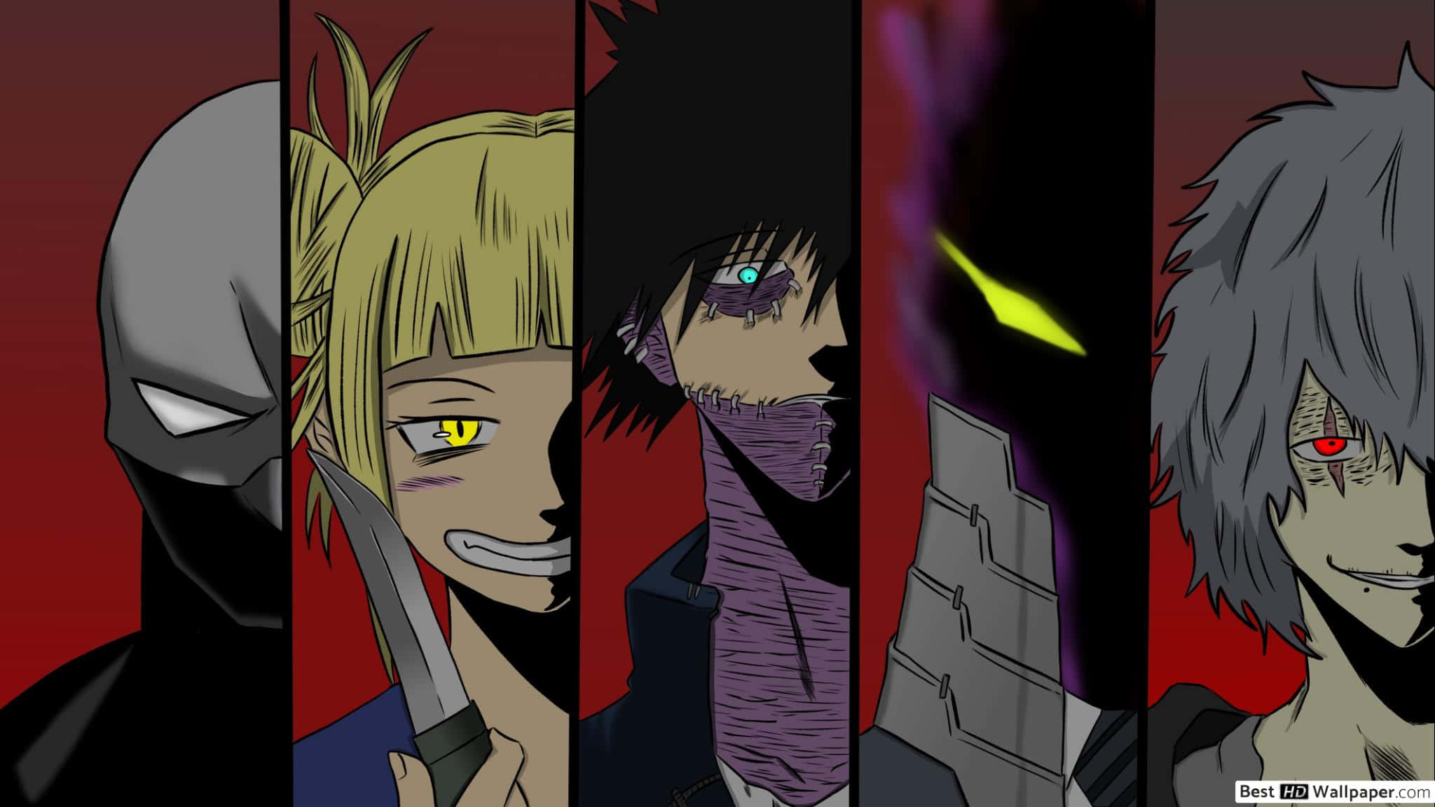 toga mha, anime characters, dark red background, Full HD Desktop Wallpaper
