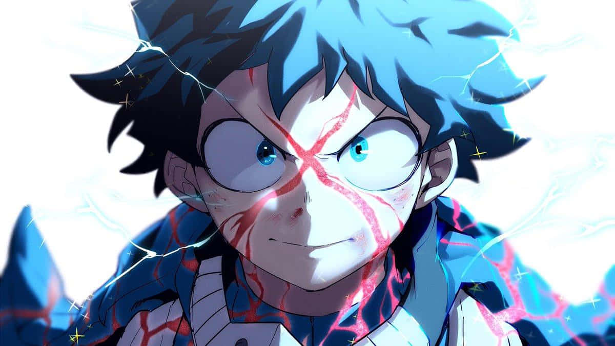Anime Aesthetic, blue hair, glowing eyes, SD Desktop Wallpaper