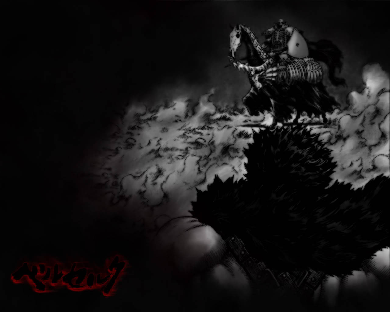 Berserk, skeletal warrior, horse, HD Desktop Wallpaper