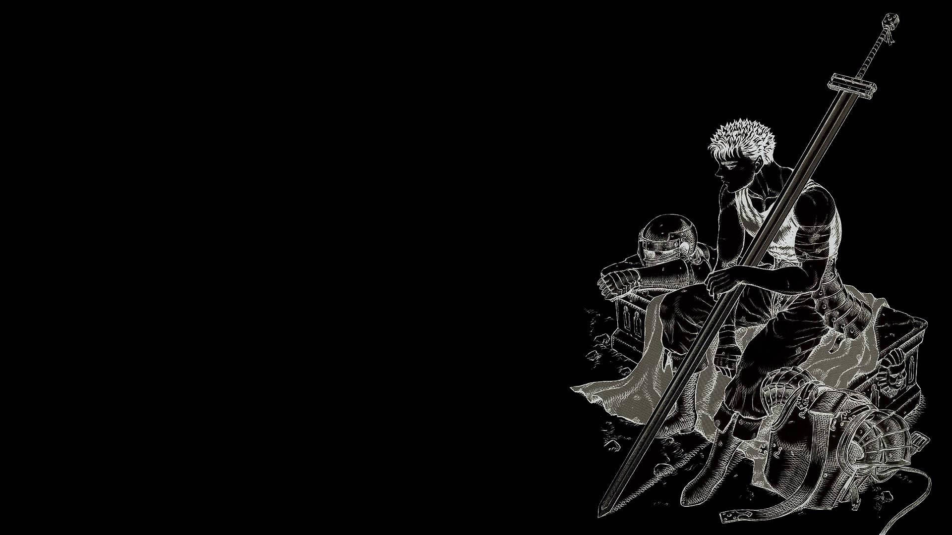 Anime Berserk, spiky-haired warrior, long sword, Full HD Desktop Wallpaper