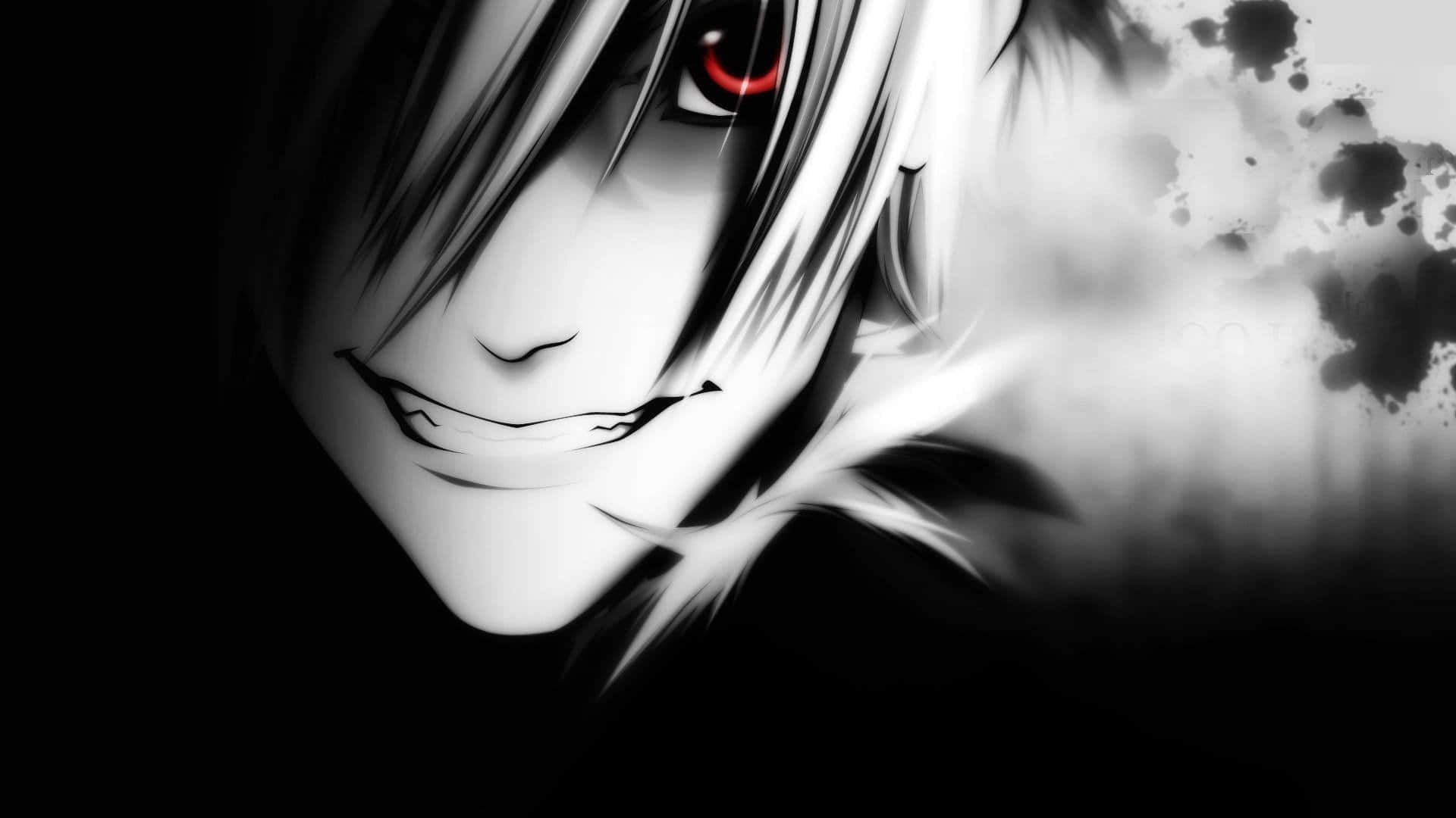 anime character, white hair, glowing red eye, Full HD Desktop Wallpaper