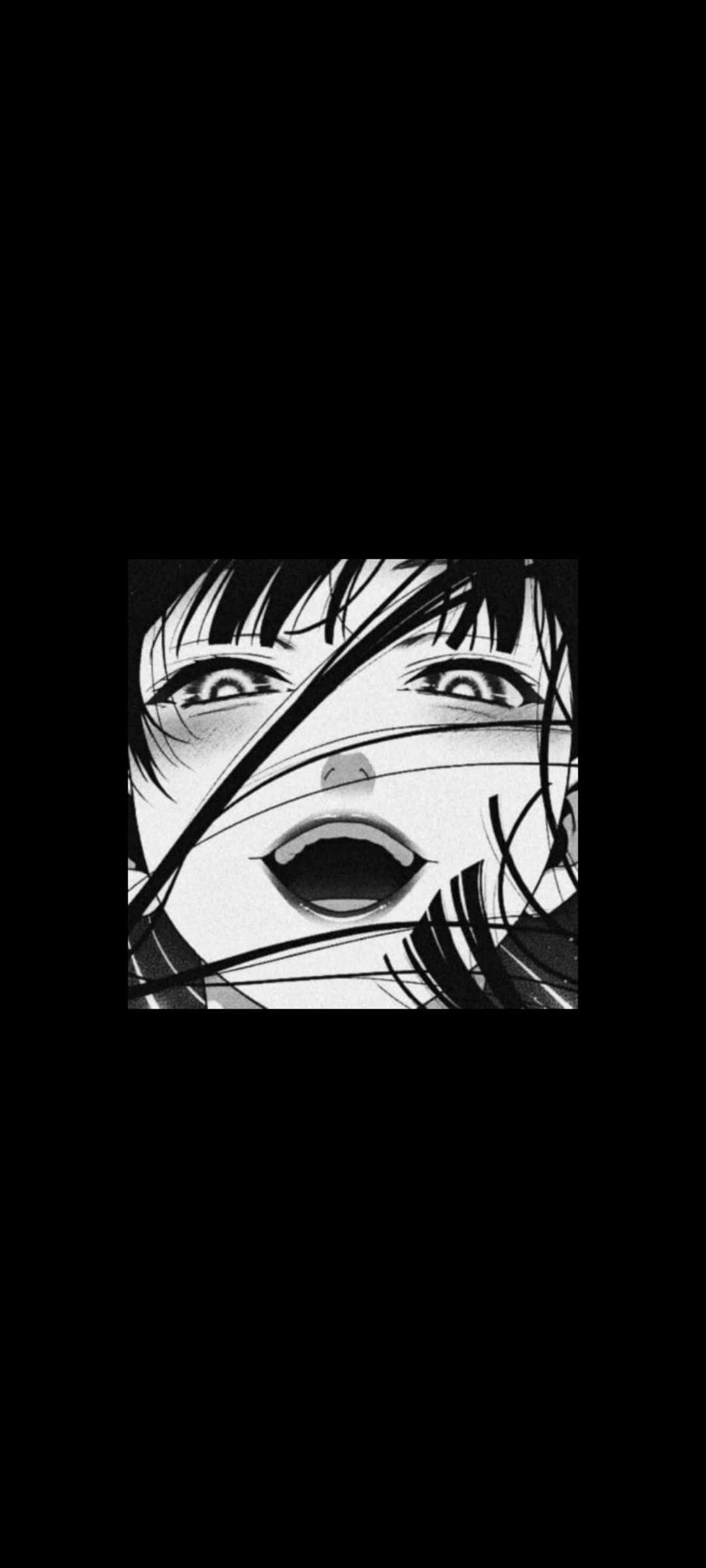 anime black and white, shocked face, wide eyes, Full HD Phone Wallpaper
