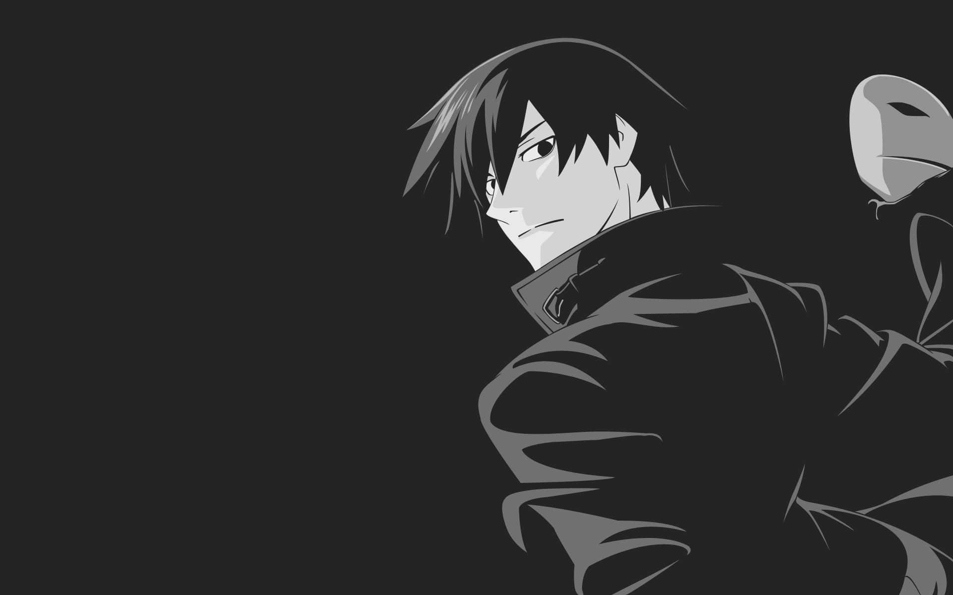 anime black and white, monochrome anime character, spiky hair, Full HD Desktop Wallpaper