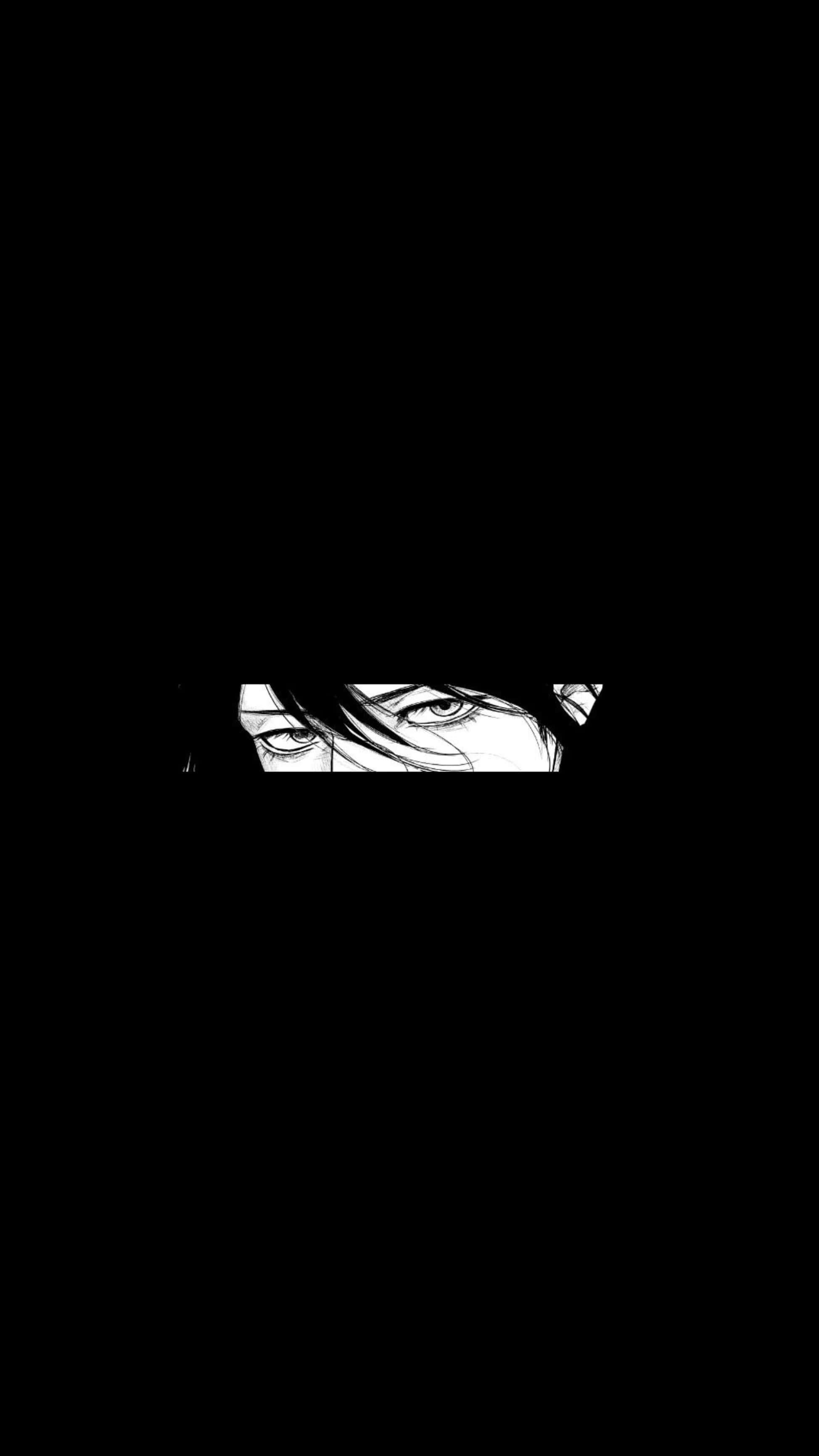 Anime black and white, intense eyes, darkness, 2K Phone Wallpaper