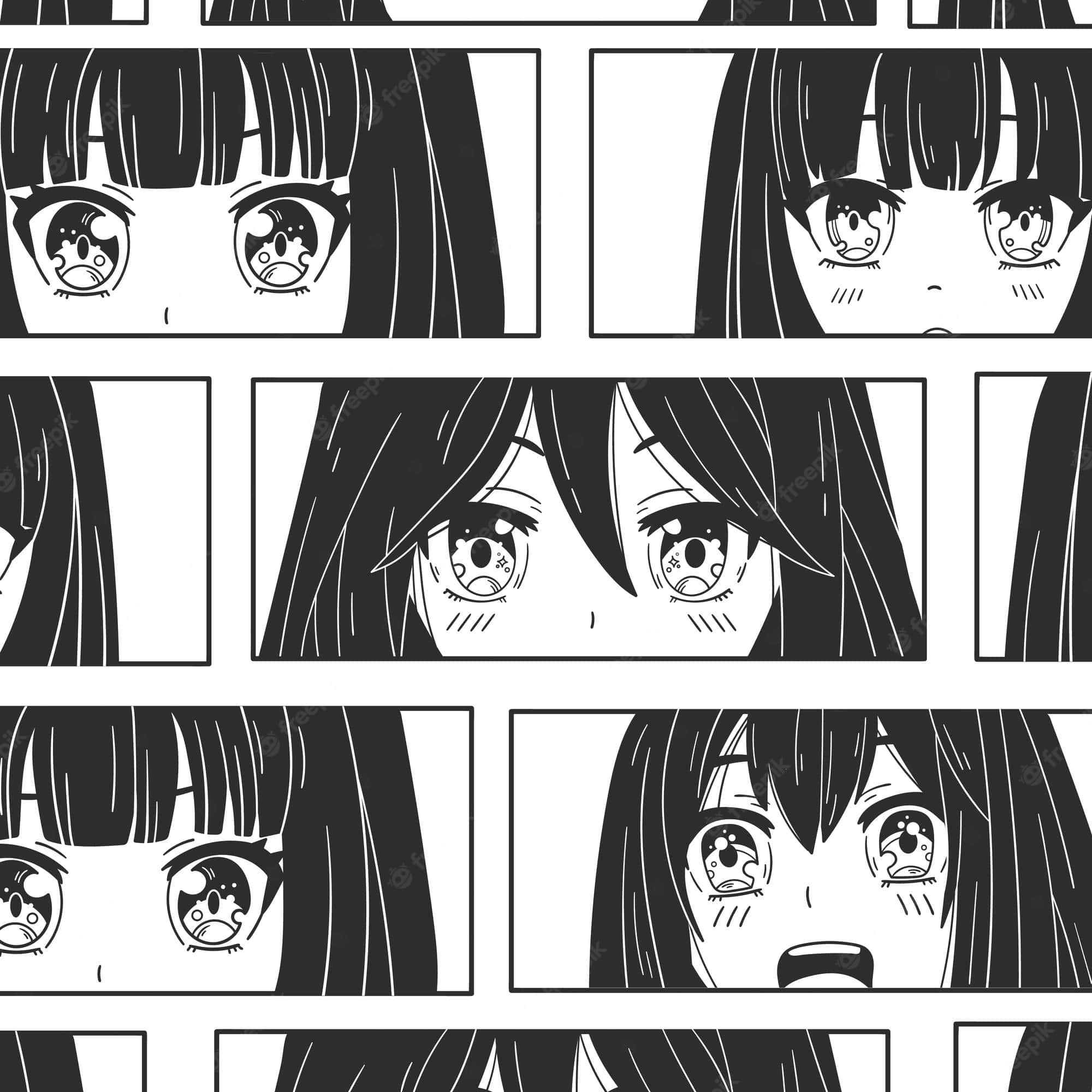 black and white, manga-style, comic panels, Full HD Desktop Wallpaper