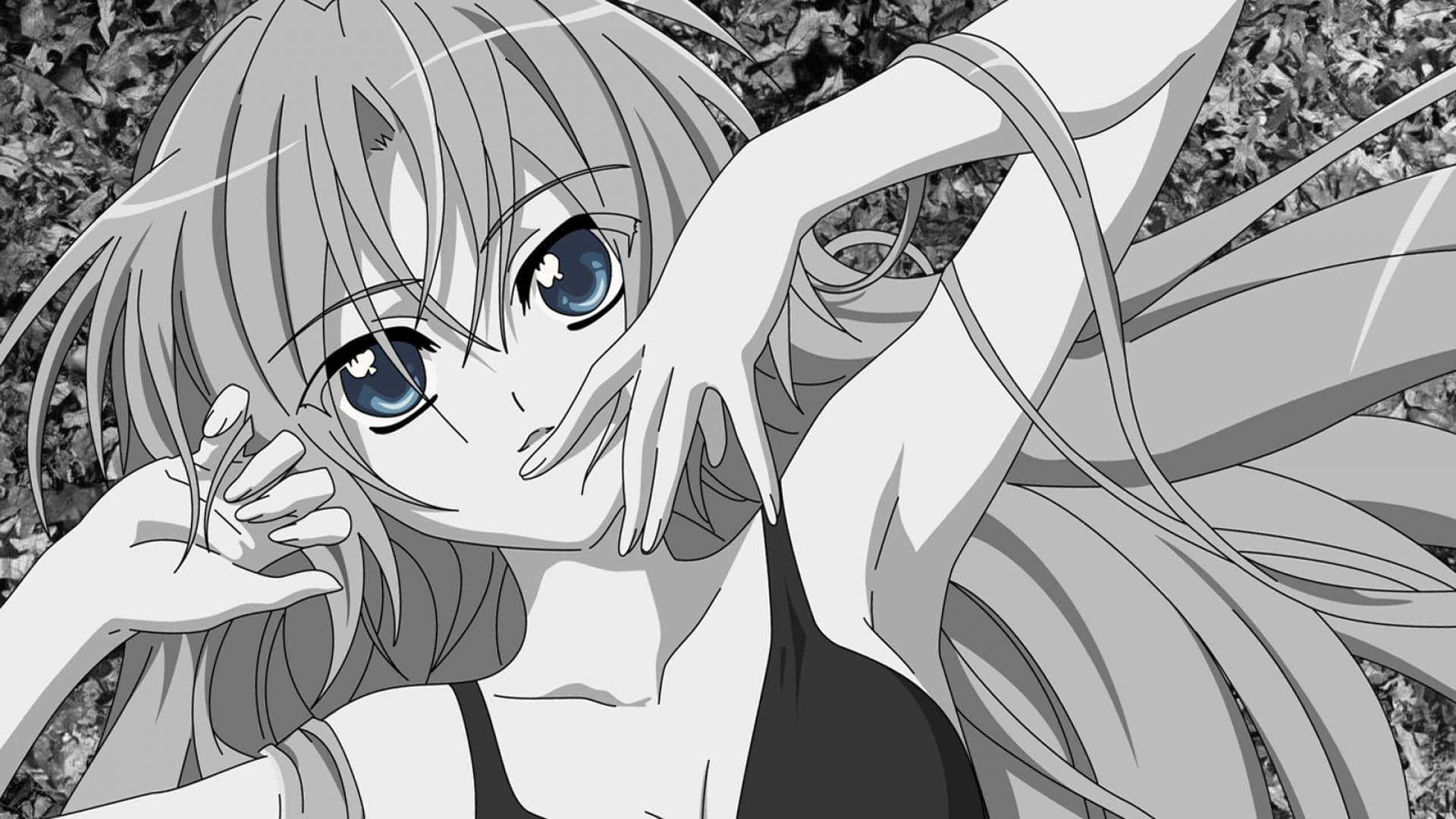 anime girl, blue eyes, long hair, Full HD Desktop Wallpaper